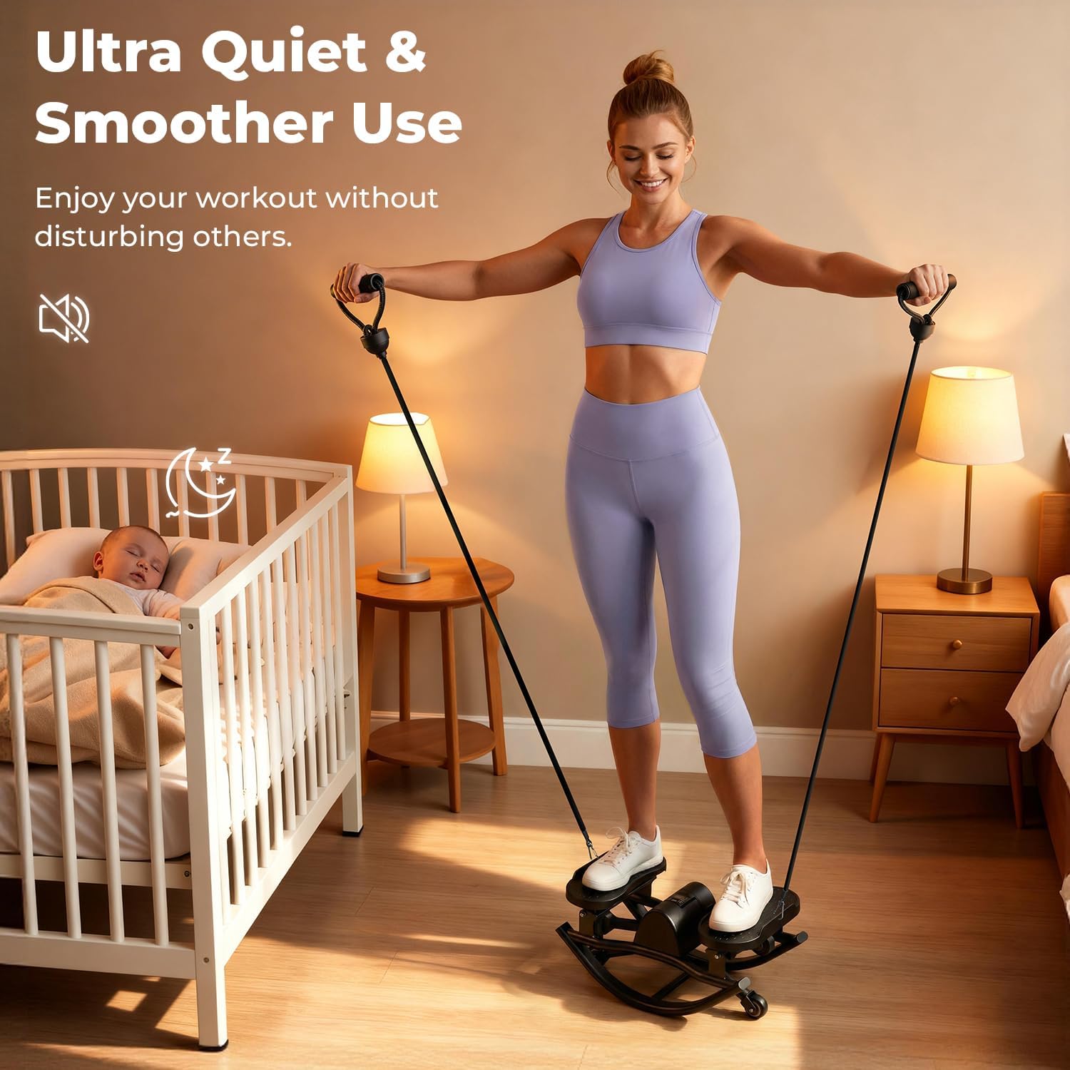 Thumbnail 4 de Rock Stepper Side to Side Rocking Stepper with Resistance Bands & LCD Monitor for Low-Impact Home Workouts