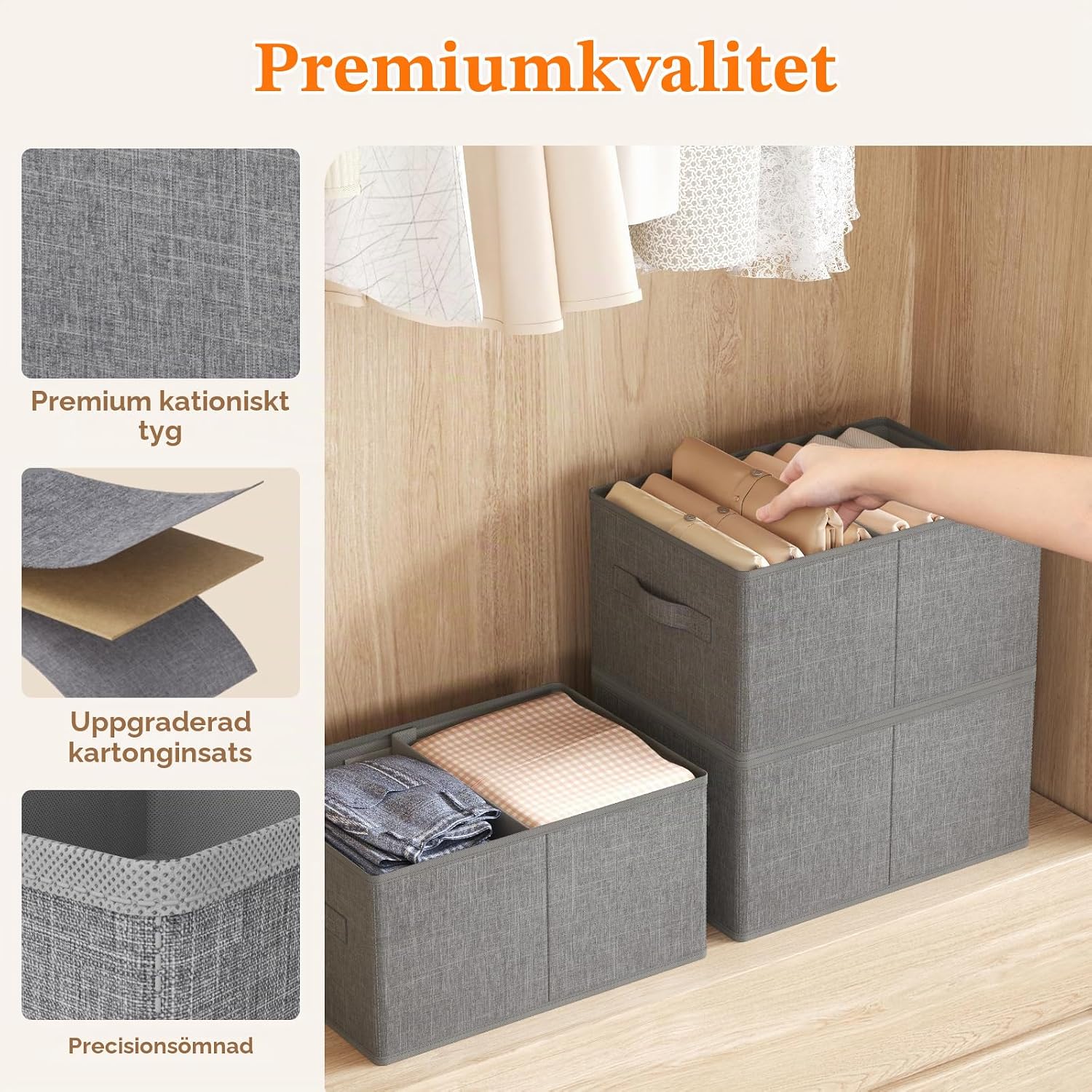 Detalle de Lifewit LH24233.01FG.V1.M01 förvaringslådor, 4-pack med avdelare