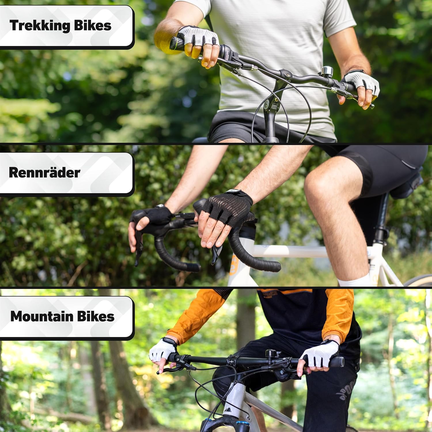 Detalle de Valkental Gepolsterte Fahrradhandschuhe – weiche, atmungsaktive Kurzhandschuhe für MTB, Rennrad und Trekking