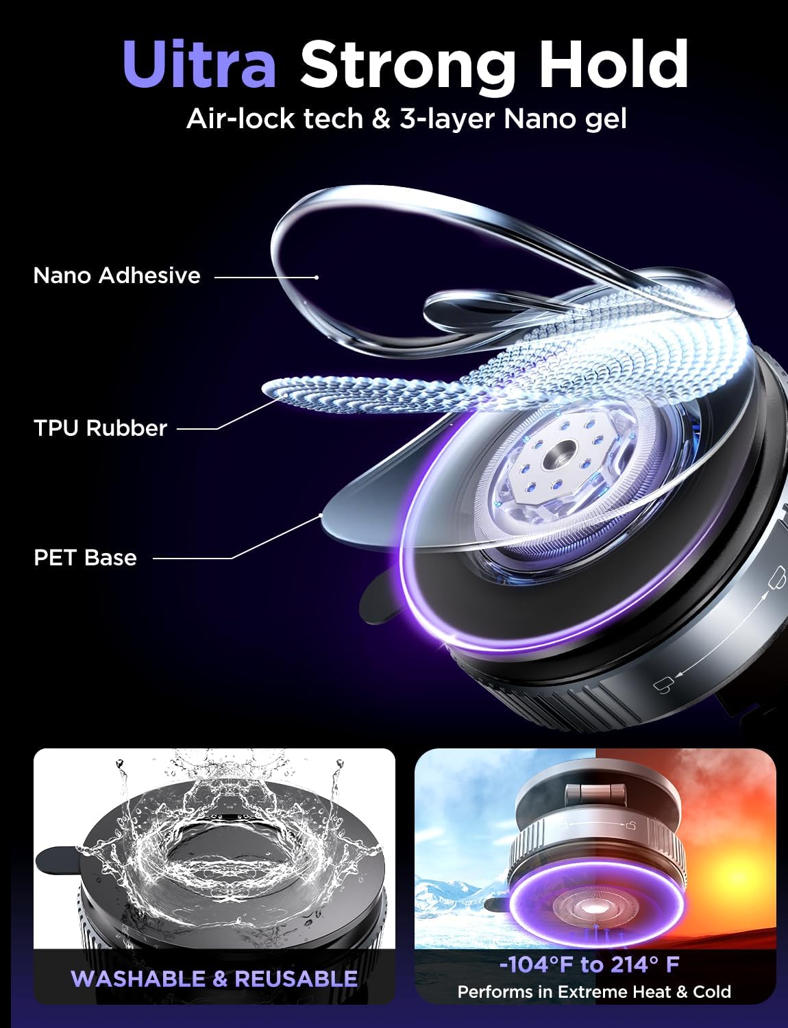 Thumbnail 1 de MSXTTLY Vmag-S2 2026 Vacuum Magnetic Car Phone Holder with 360° rotation, foldable design and twist-lock suction (Black)