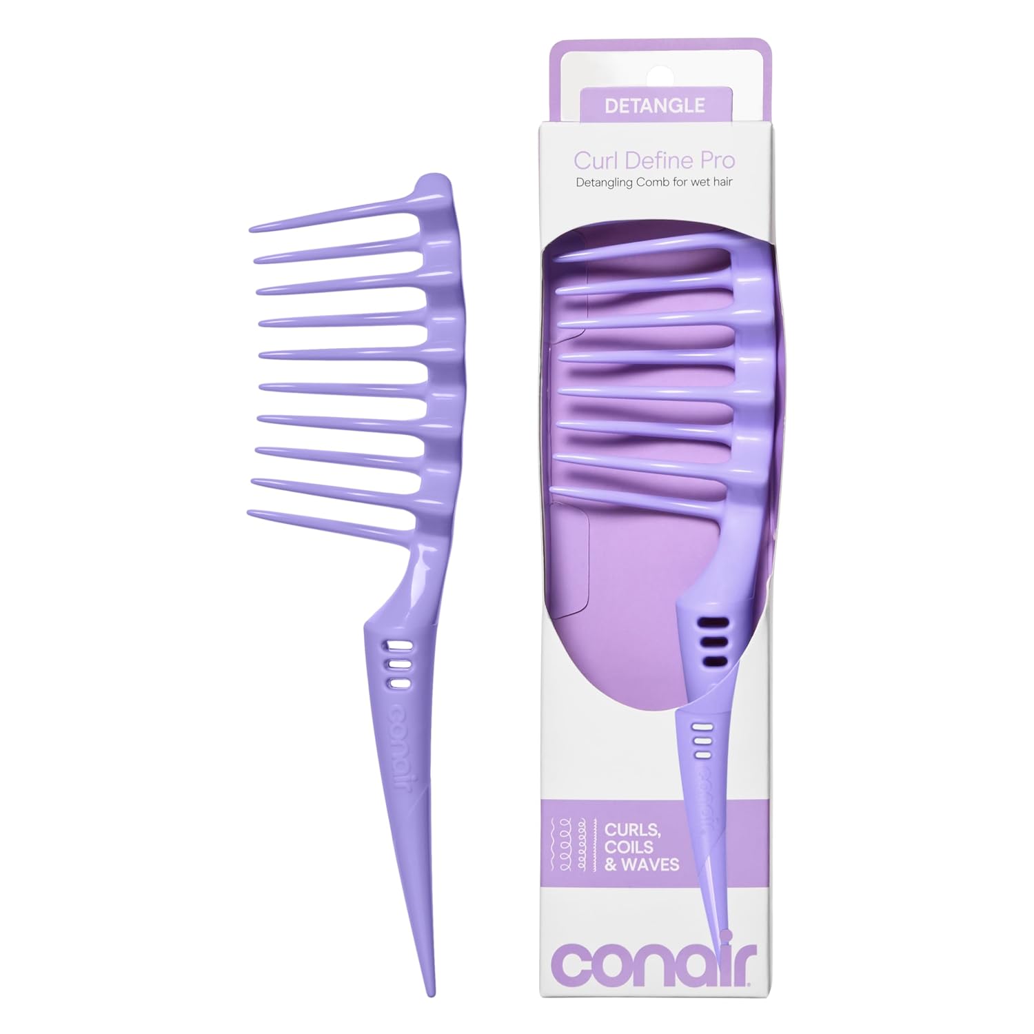 Detalle de Conair Detangling Comb for Curly Hair, Purple