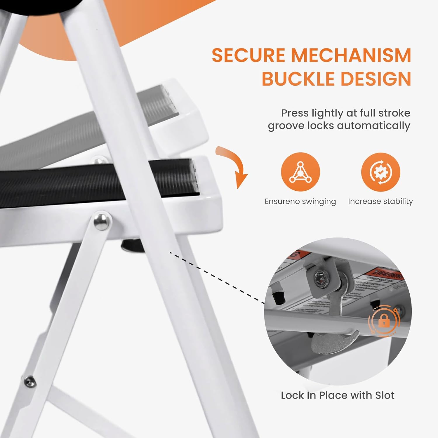 Detalle de Sweetcrispy LDR-BT3S-BK-CA 2-Step Steel Ladder, Folding with Wide Anti-Slip Pedal