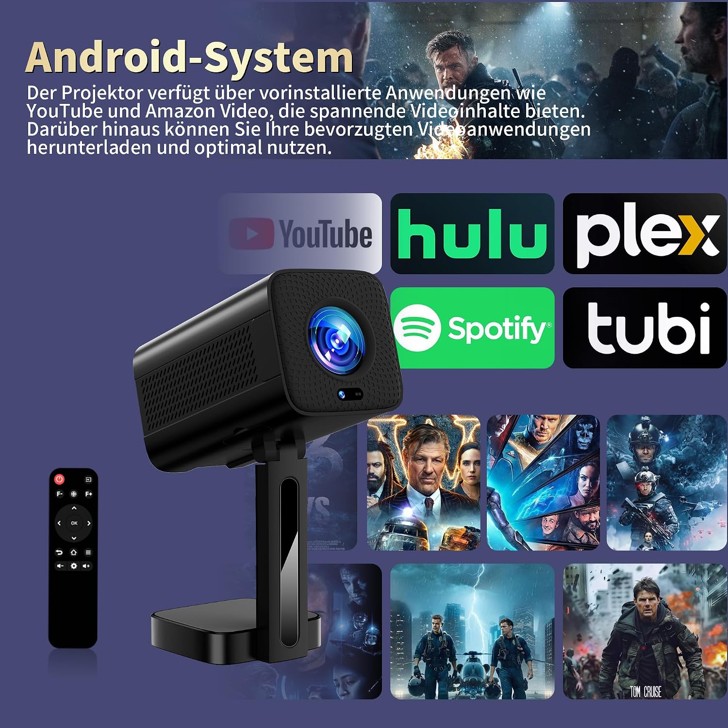Detalle 2 de MENIOO Mini Beamer 4K 400 Lumen đź“˝