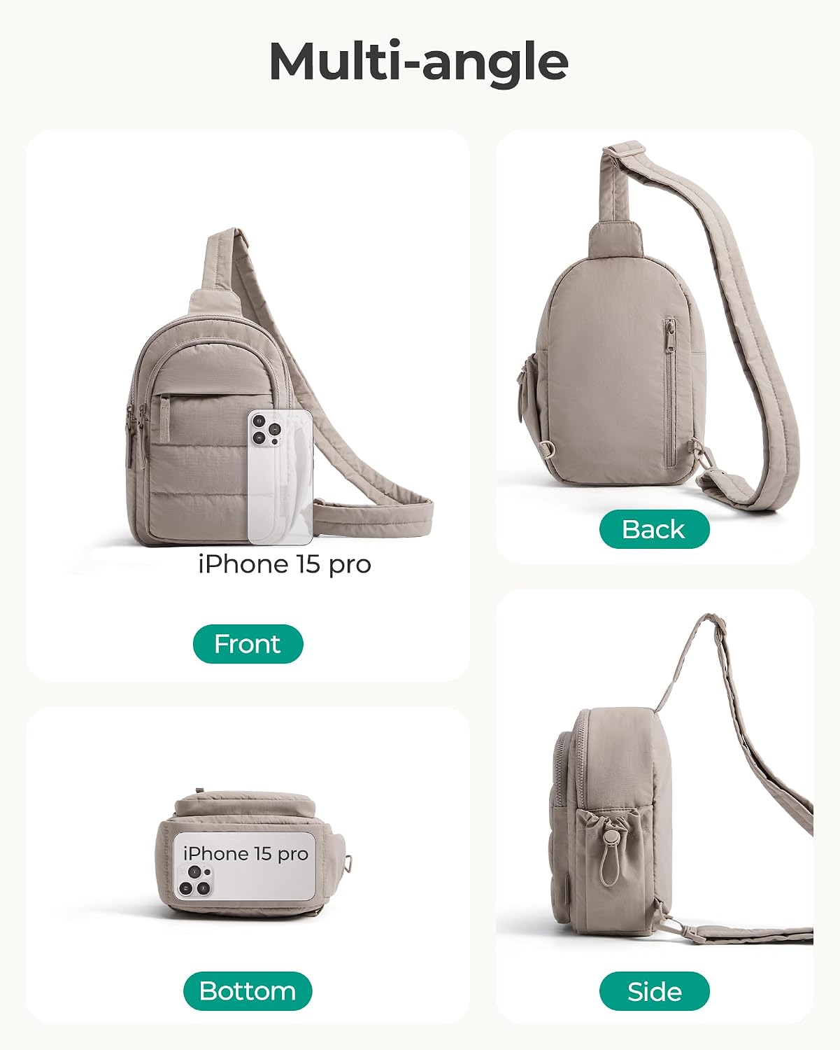 Thumbnail 6 de bagsmart Crossbody Bags for Women – 4L Sling Bag with Anti-Theft, Water-Resistant Puffer Chest Bag