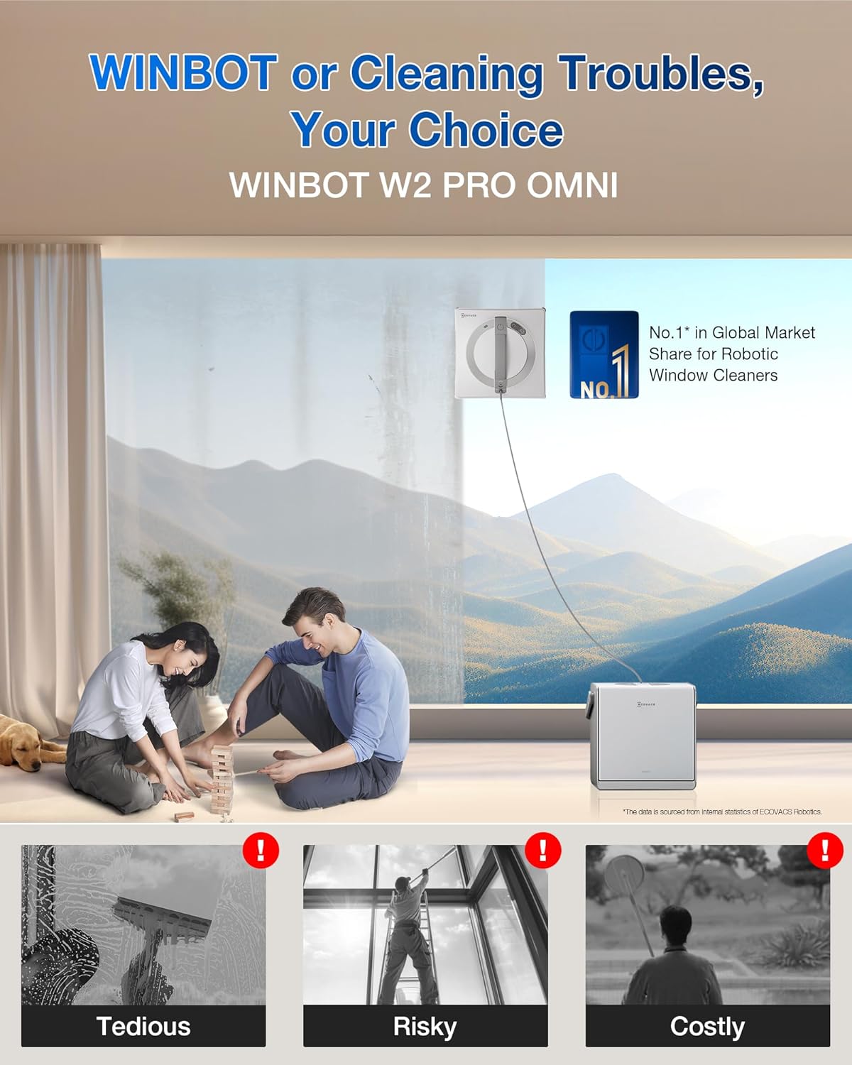 Detalle 2 de ECOVACS WINBOT W2 PRO Omni portable window cleaning robot with Omni station (dual power modes)