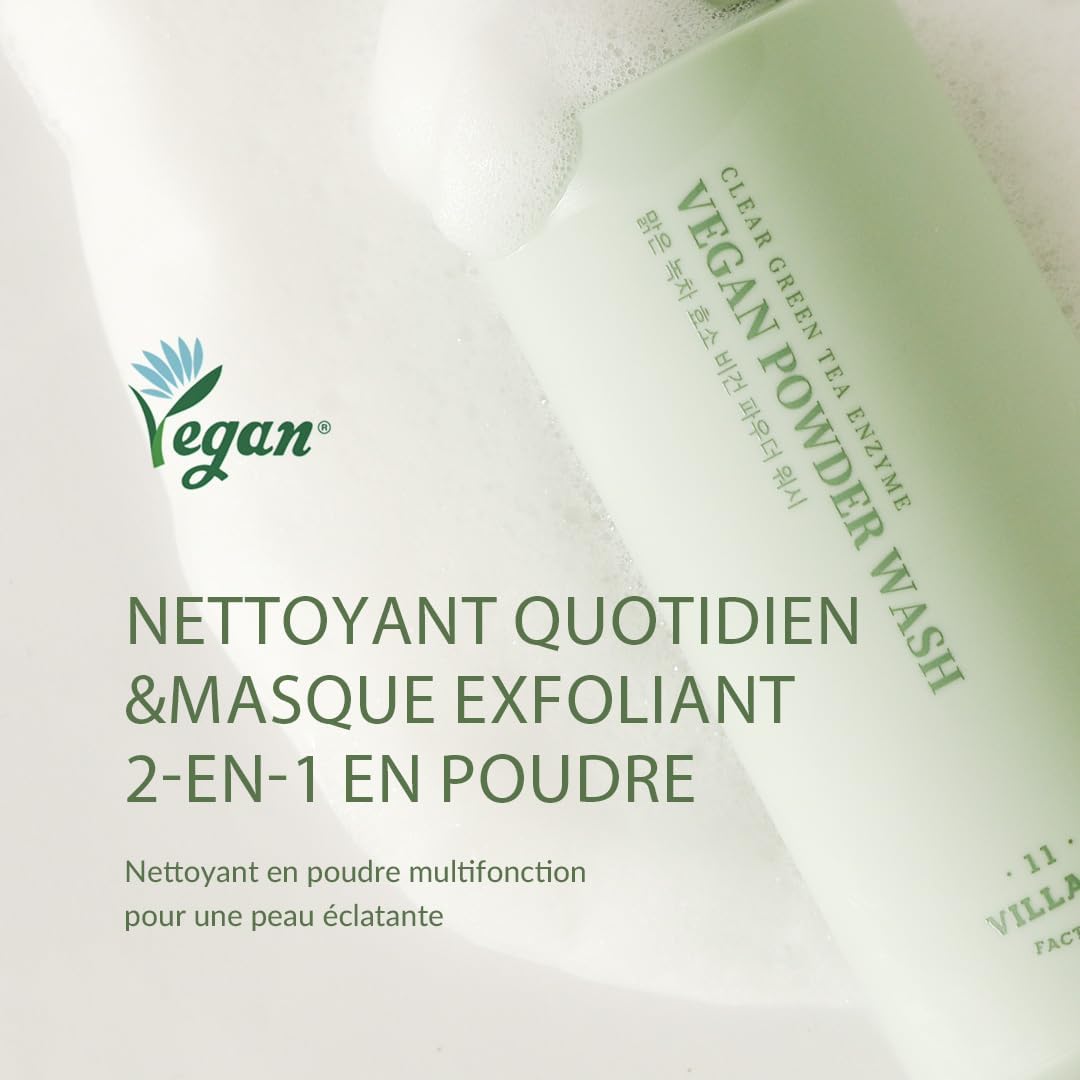 Thumbnail 1 de Village11Factory Clear Green Tea Enzyme Vegan Powder Wash (60 g) – Nettoyant en poudre au thé vert & papaye