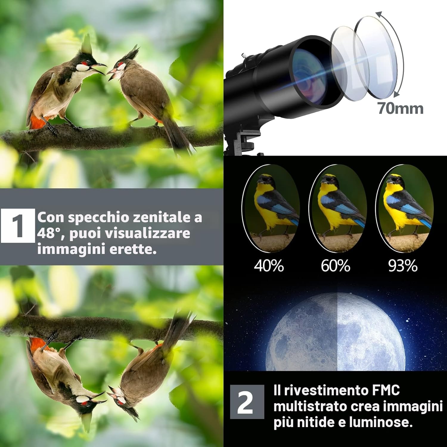 Thumbnail 6 de Mijiao Telescopio Astronomico 70 mm: lente di 400 mm, 90X, treppiede regolabile e trepide viaggio