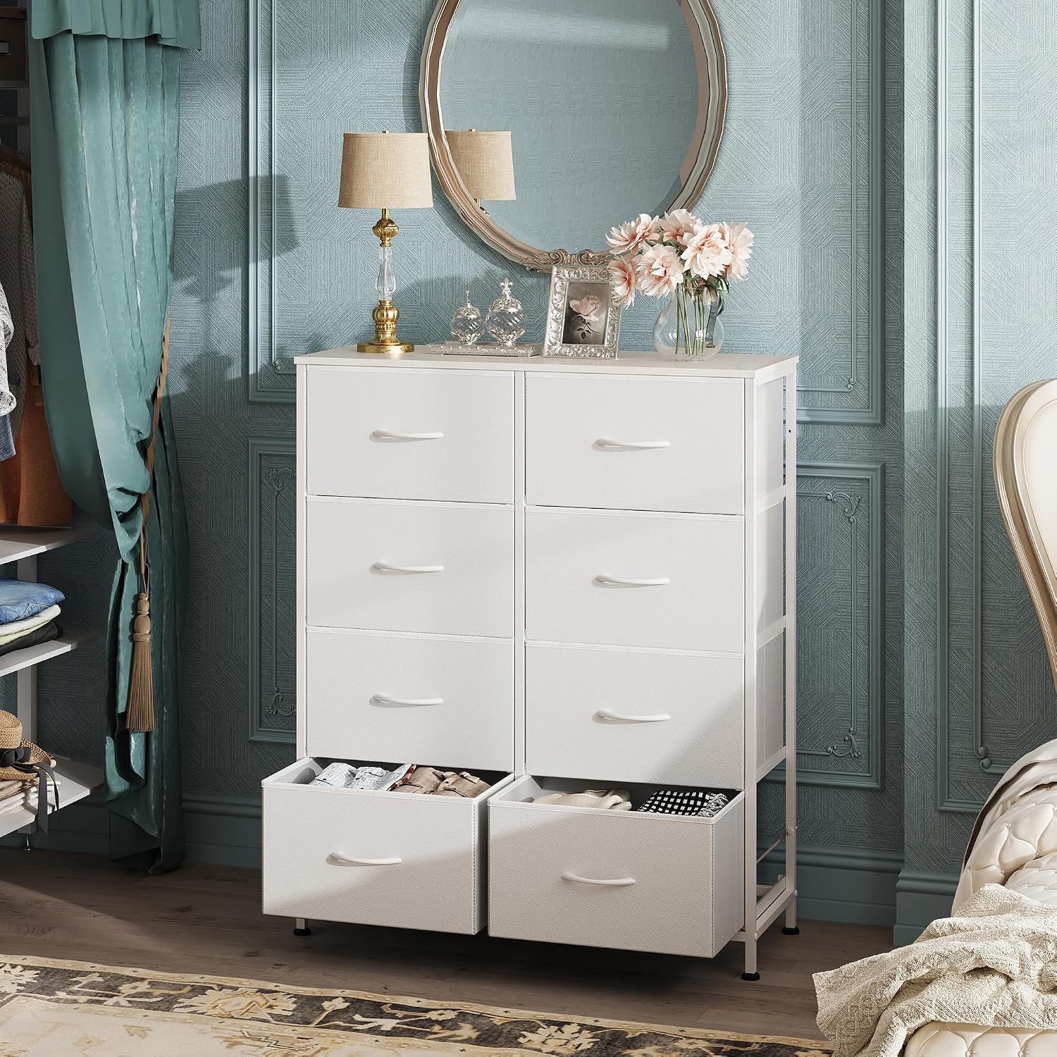Thumbnail 3 de WLIVE Fabric Dresser for Bedroom: 8-Drawer Tall Dresser with Fabric Bins in White