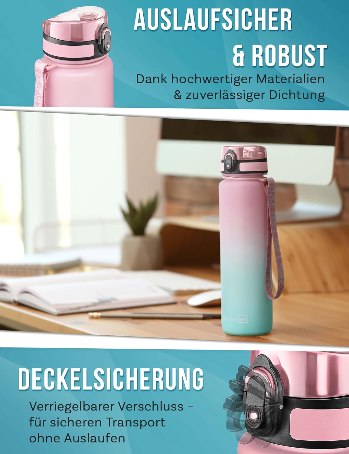 Thumbnail 2 de My Vesperbox® Kinder-Trinkflasche 750 ml: auslaufsicher auch mit Kohlensäure, inkl. Ersatzdichtung