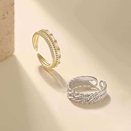 Detalle 2 de Meissa Bague torsadée ajustable en argent 925 avec zircons cubiques
