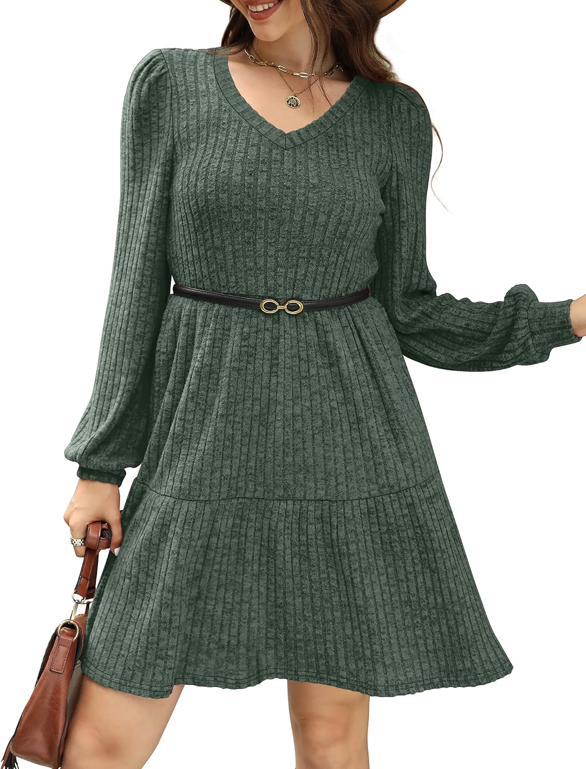 Detalle 2 de Sampeel Women's Sweater Dress, V-Neck