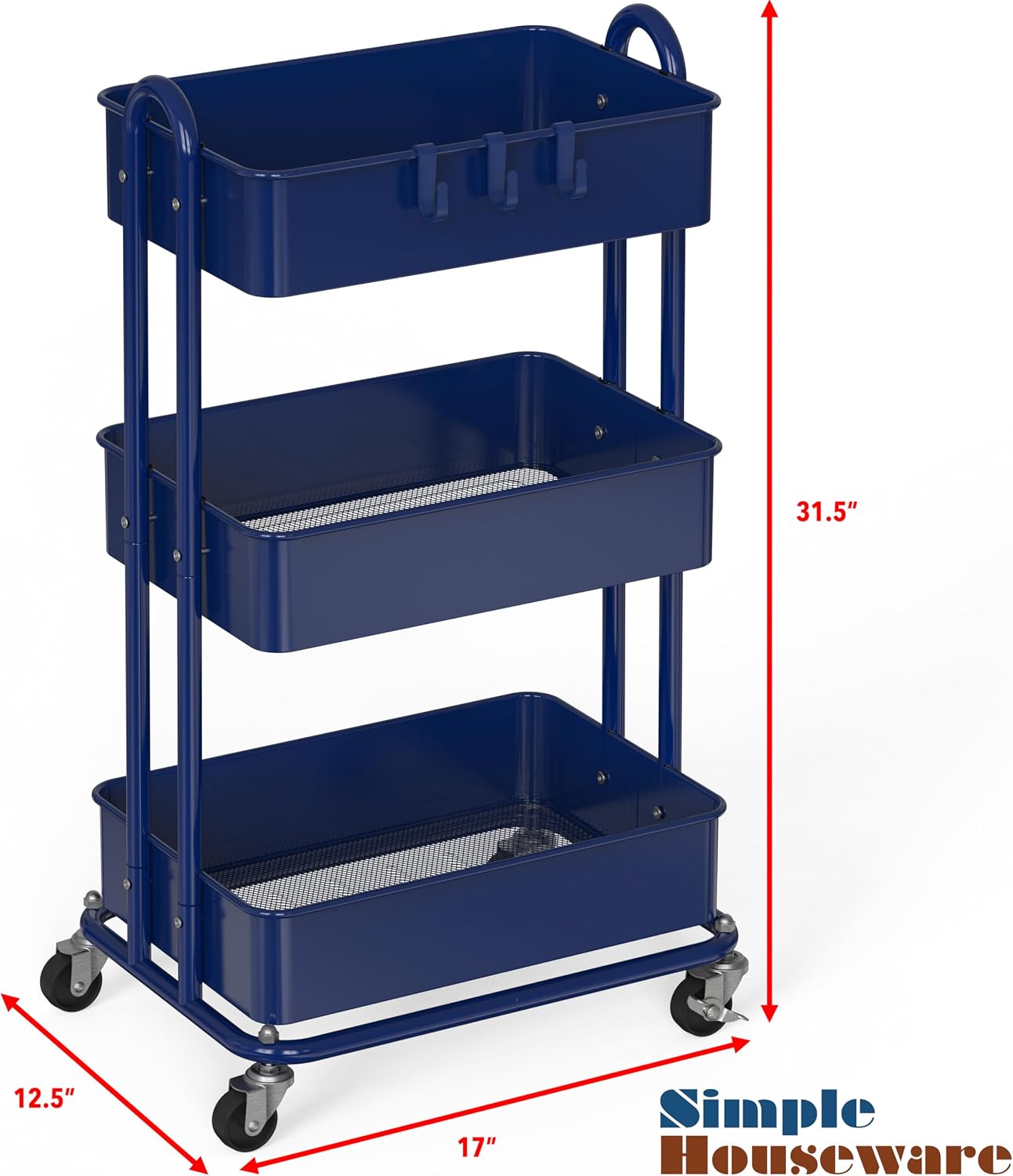 Detalle 2 de Simple Houseware Utility Cart, 3-Tier