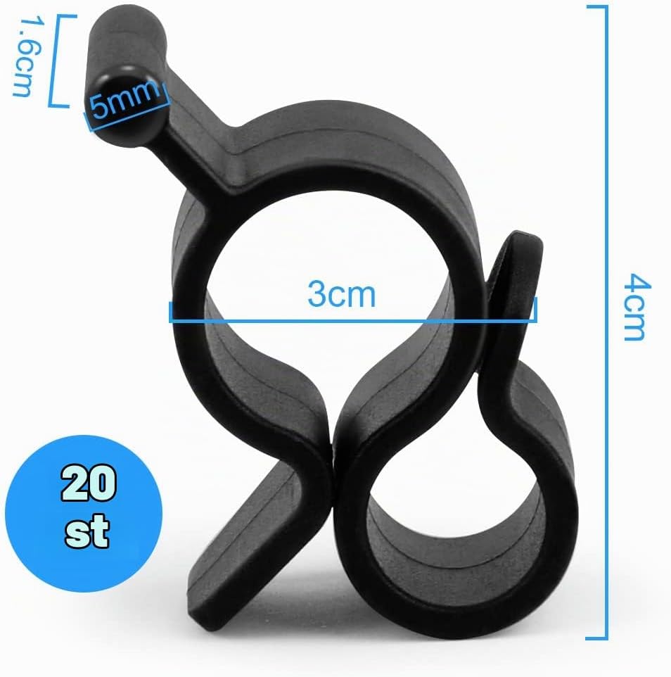 Detalle de URAQT markiskrokar i ABS-plast, 20 par för markisskena 6–8 mm