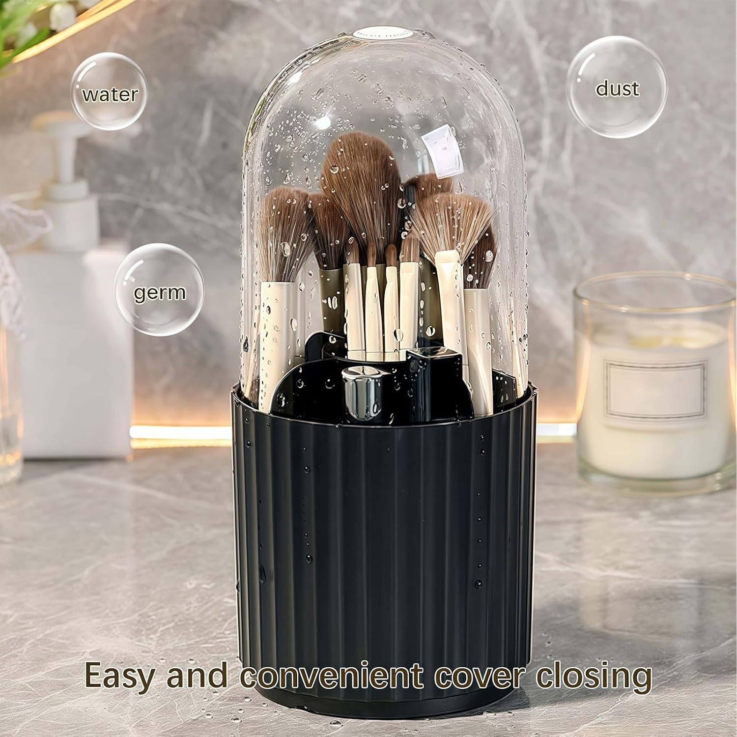 Thumbnail 4 de Makeup brush holder 360° Black 5 compartments