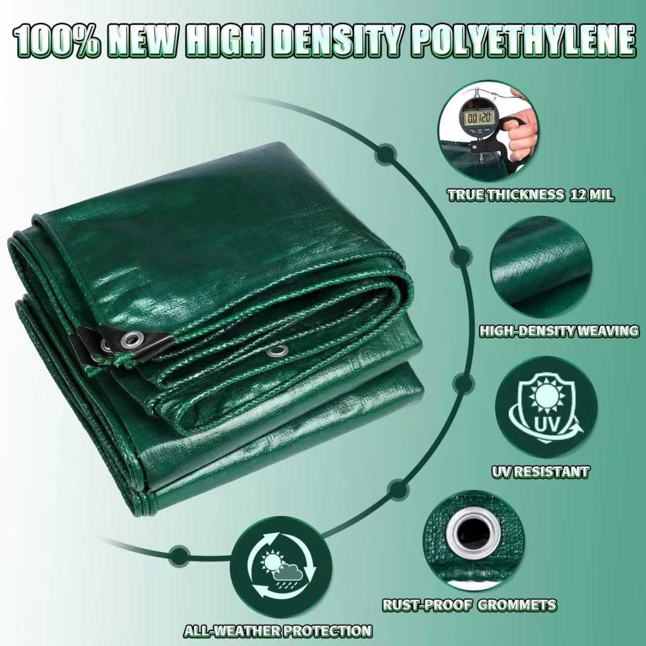 Thumbnail 2 de TA*RP YXCN Green Heavy Duty Tarp 20x30 Feet, 12 Mil Thick