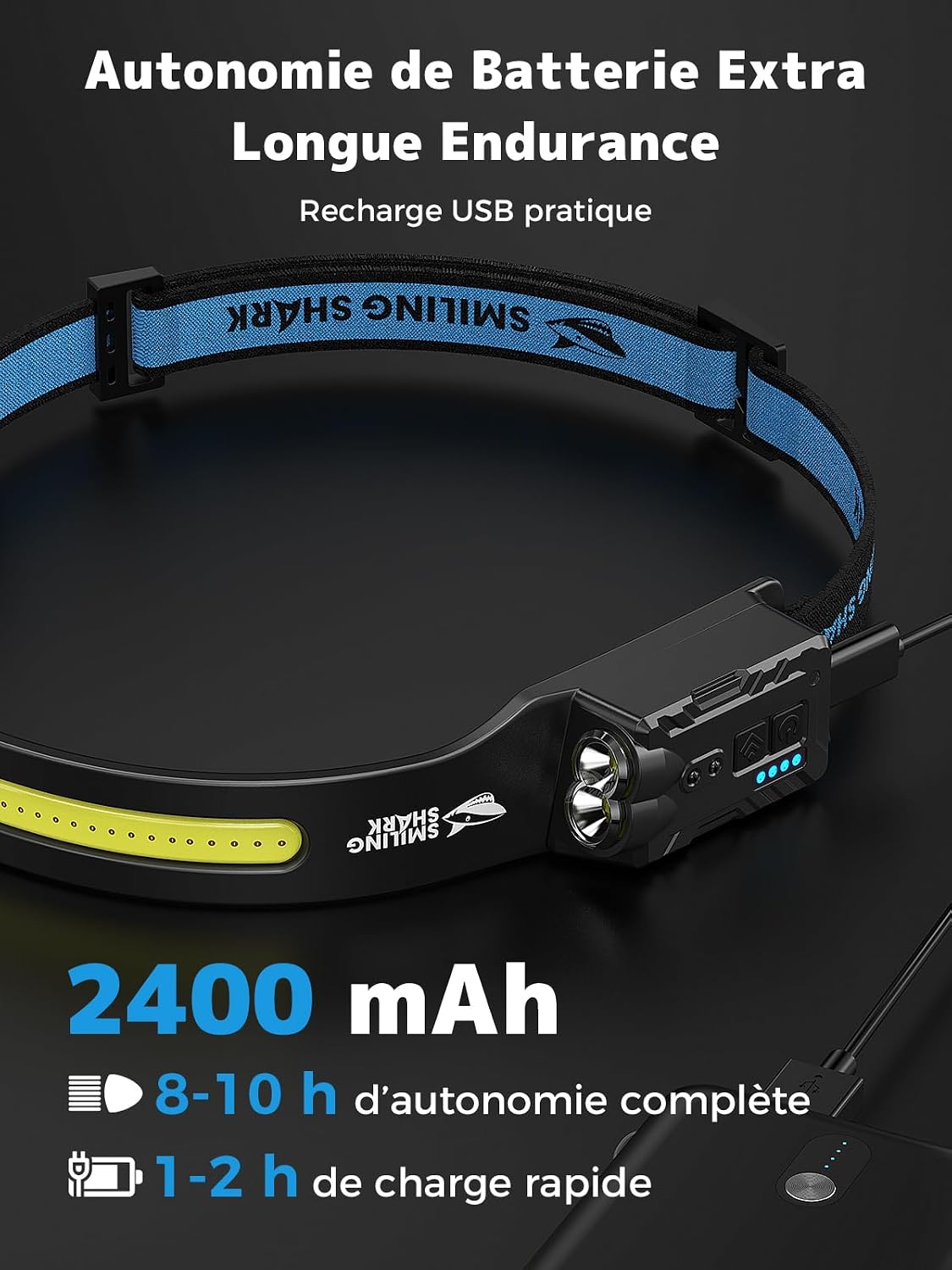 Thumbnail 4 de Smiling Shark TD-0123-S 2400mAh Lampe frontale