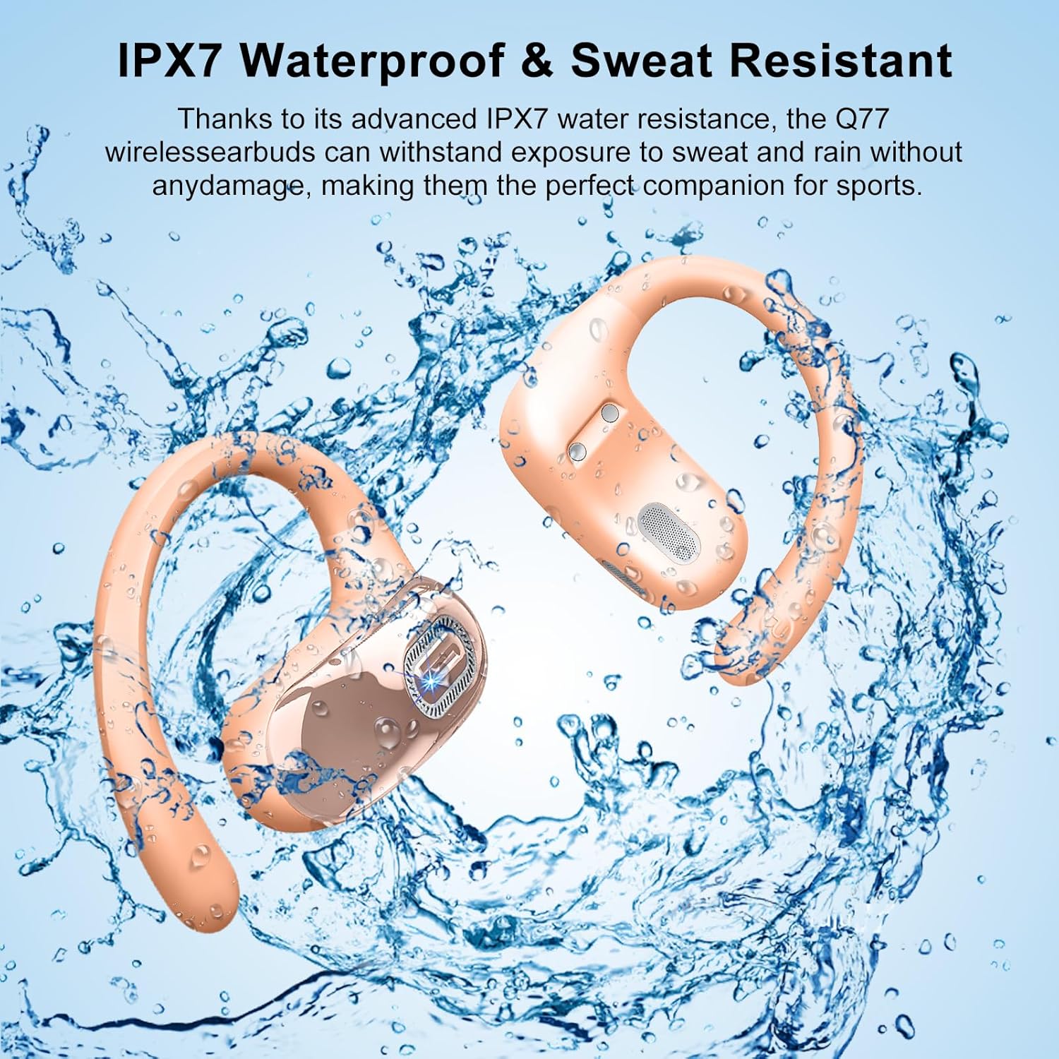 Thumbnail 4 de Qecnato Open Ear Headphones: Wireless Open-Ear Earbuds with Hooks for Running