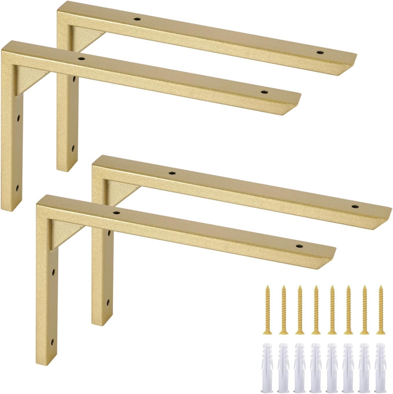 Detalle de Ouvin Heavy Duty Shelf Brackets 10 inch – 4 Pack, Gold Iron Wall Mount Triangles with Screws