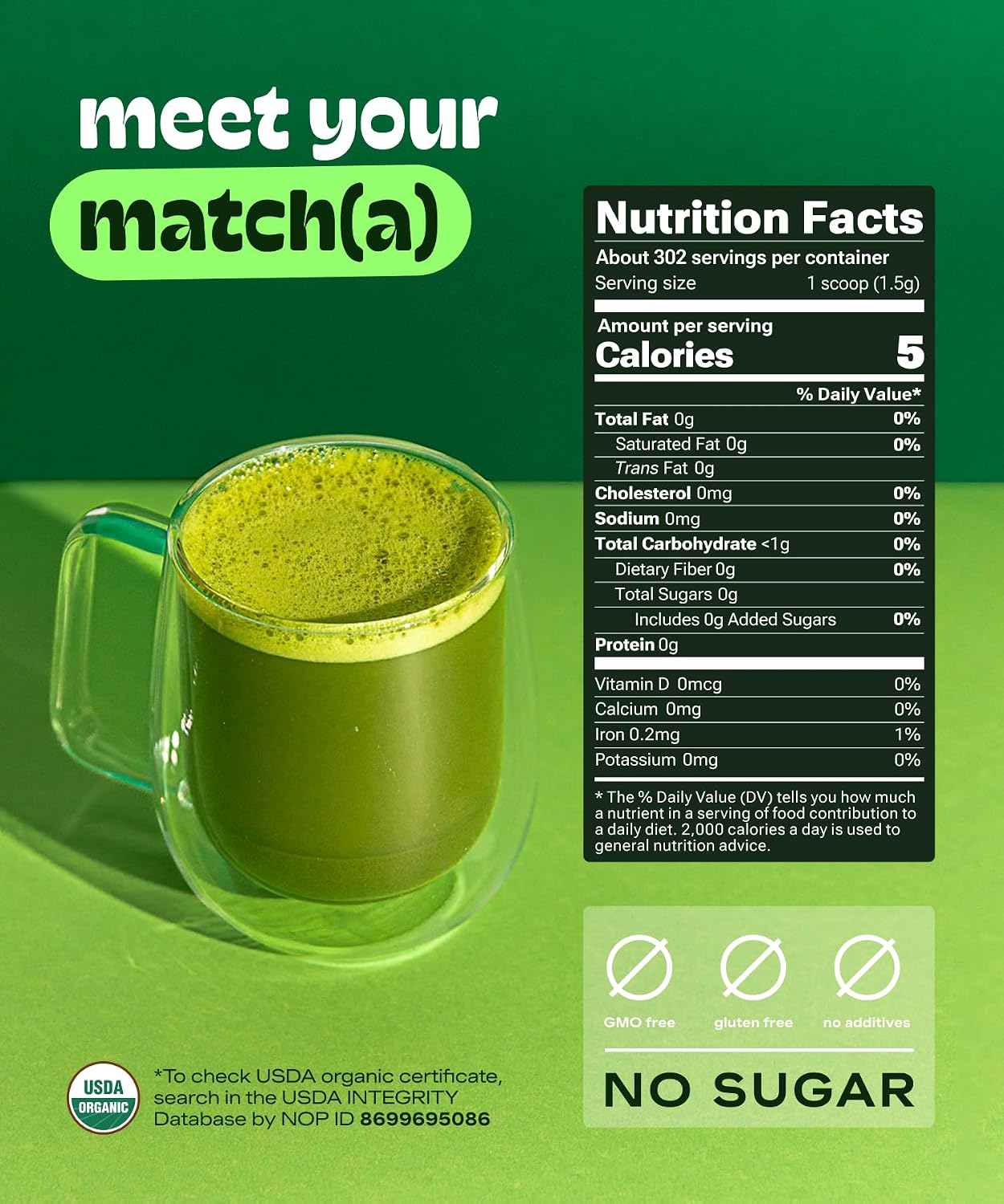 Detalle 2 de Matcha DNA Organic Matcha Powder, 16 oz