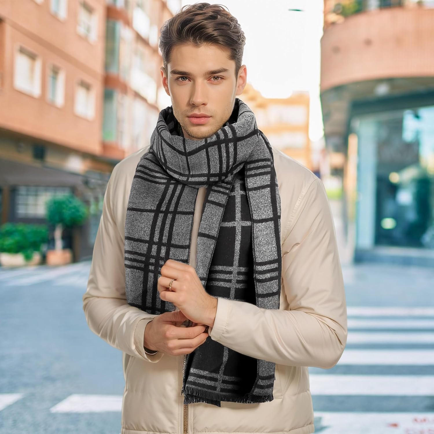 Detalle de Cashmere-like winter scarf, soft and warm