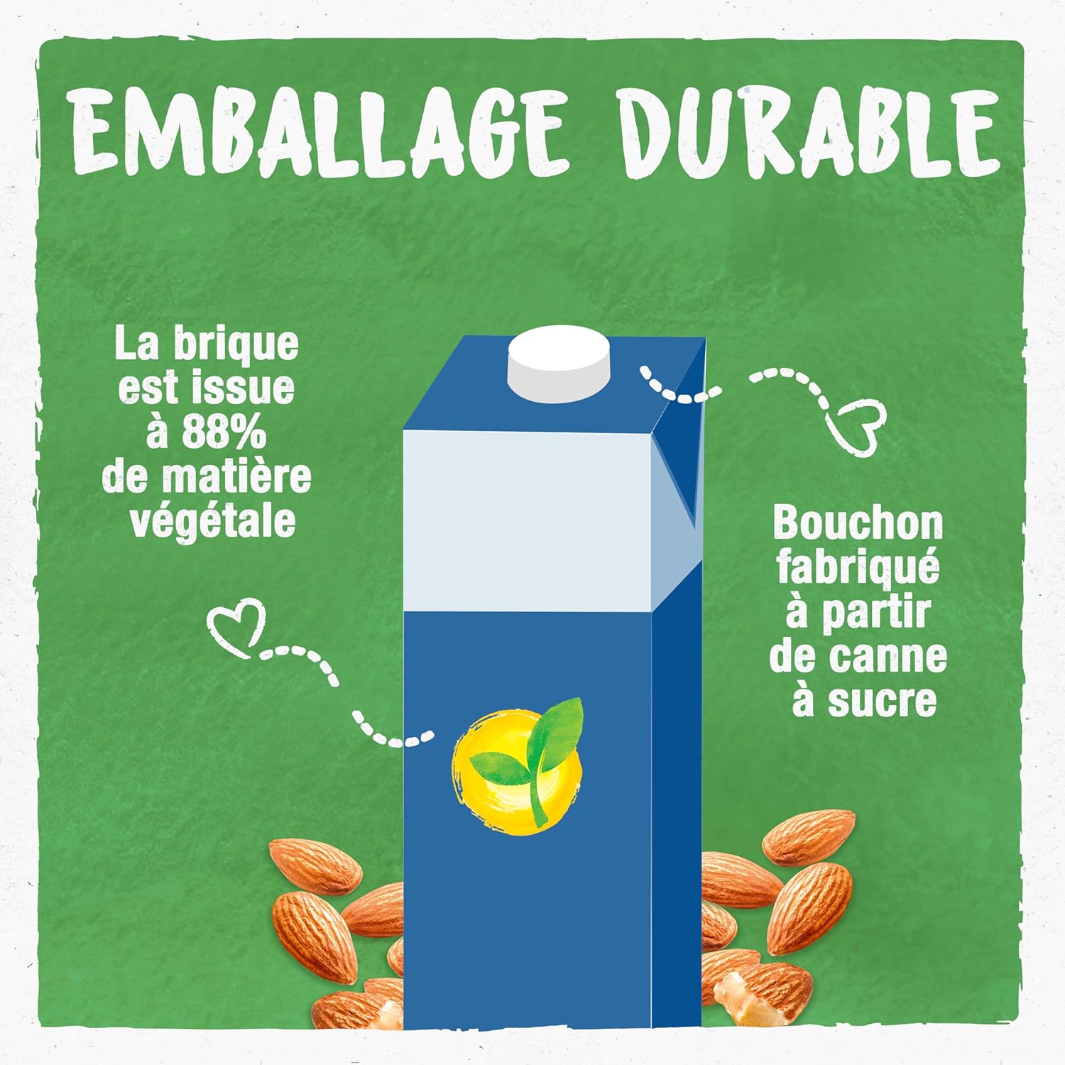 Thumbnail 3 de BJORG Lait d'Amande Sans Sucre Ajouté 1 L – Lait végétal bio, pauvre en acides gras saturés