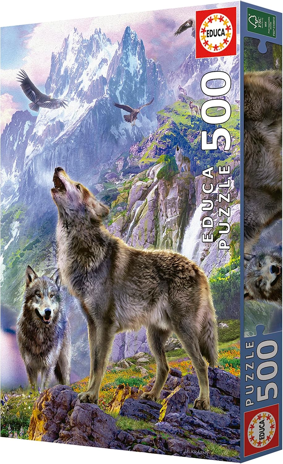 Thumbnail 3 de Puzzle Educa Loups sur Les Rochers 500 pièces (34 x 48 cm) dès 11 ans