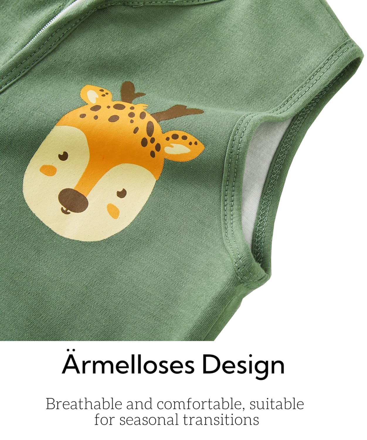 Thumbnail 2 de Chilsuessy 2er Pack Baby Sommerschlafsack mit Füßen (0,5 Tog), 100% Baumwolle – Grün/Waldtiere, passend für 100 cm