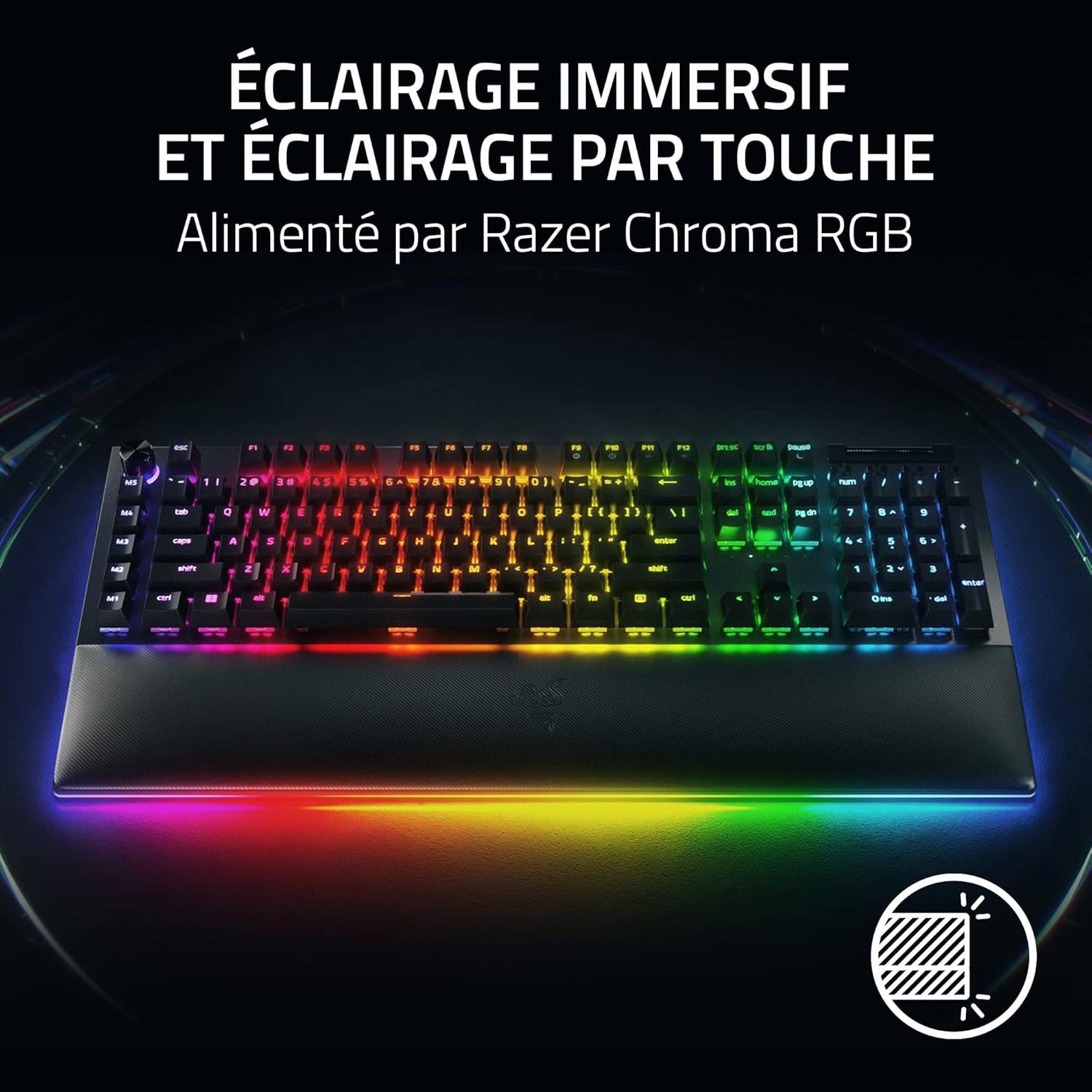 Detalle de Razer BlackWidow V4 Pro (switches jaunes) clavier gamer mécanique Snap Tap AZERTY FR, noir