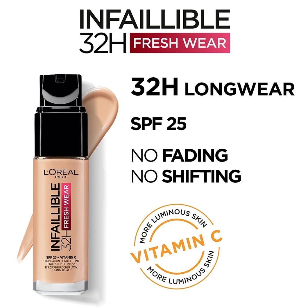 Detalle de L’Oréal Paris Infaillible 32H Fresh Wear Make-up Nr. 145 Cool – Wasserfest, langanhaltend und mit LSF 25 (30 ml)