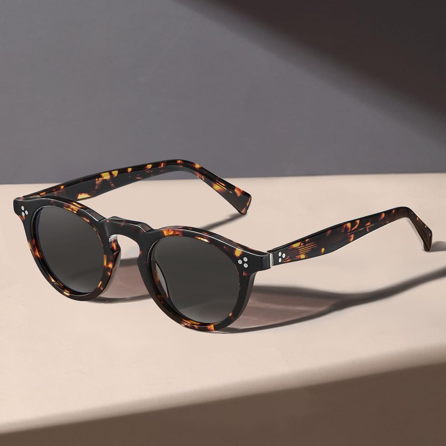 Thumbnail 1 de CARFIA Retro Polarised Round Sunglasses CA2306 – Handmade Italian Acetate for Small Faces