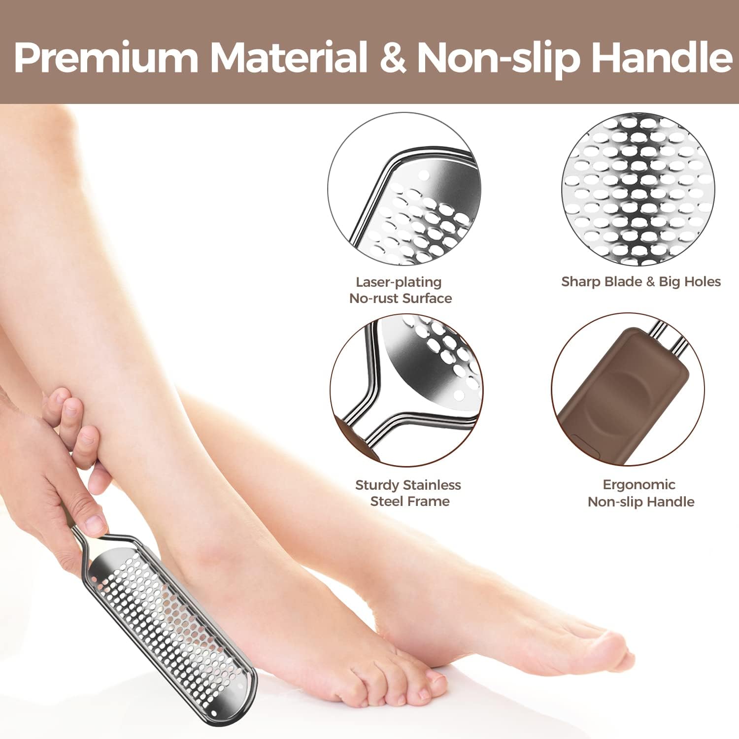 Detalle 2 de Easkep Stainless Steel Foot File & Scrubber for Dead Skin and Hard, Dry Feet
