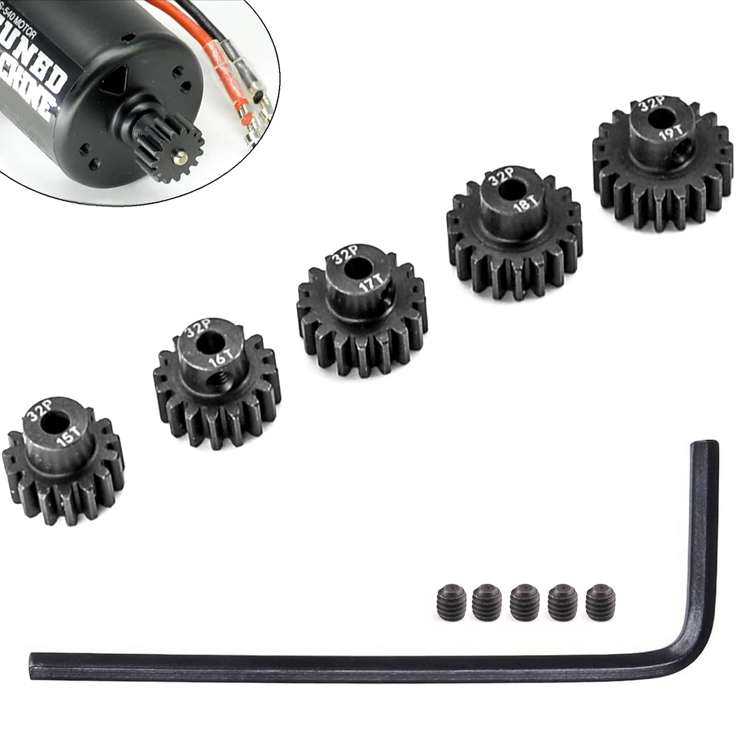 Thumbnail 5 de RcThjia 32P Hardened Metal Pinion Gear Set (20T–24T, 1/8in bore 3.175mm)