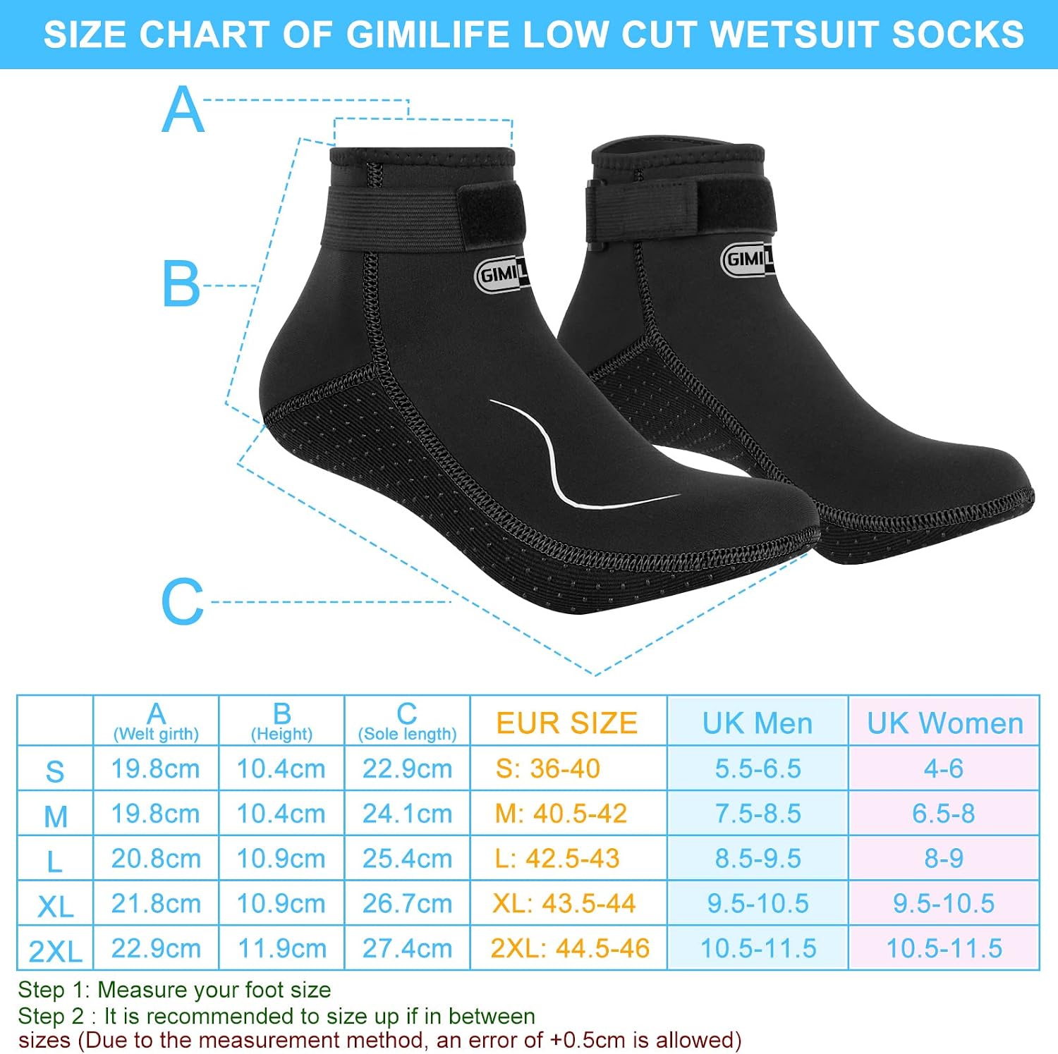 Detalle de Gimilife 3 mm Neoprensocken – Neoprenschuhe für Wasserfreunde (Herren & Damen)