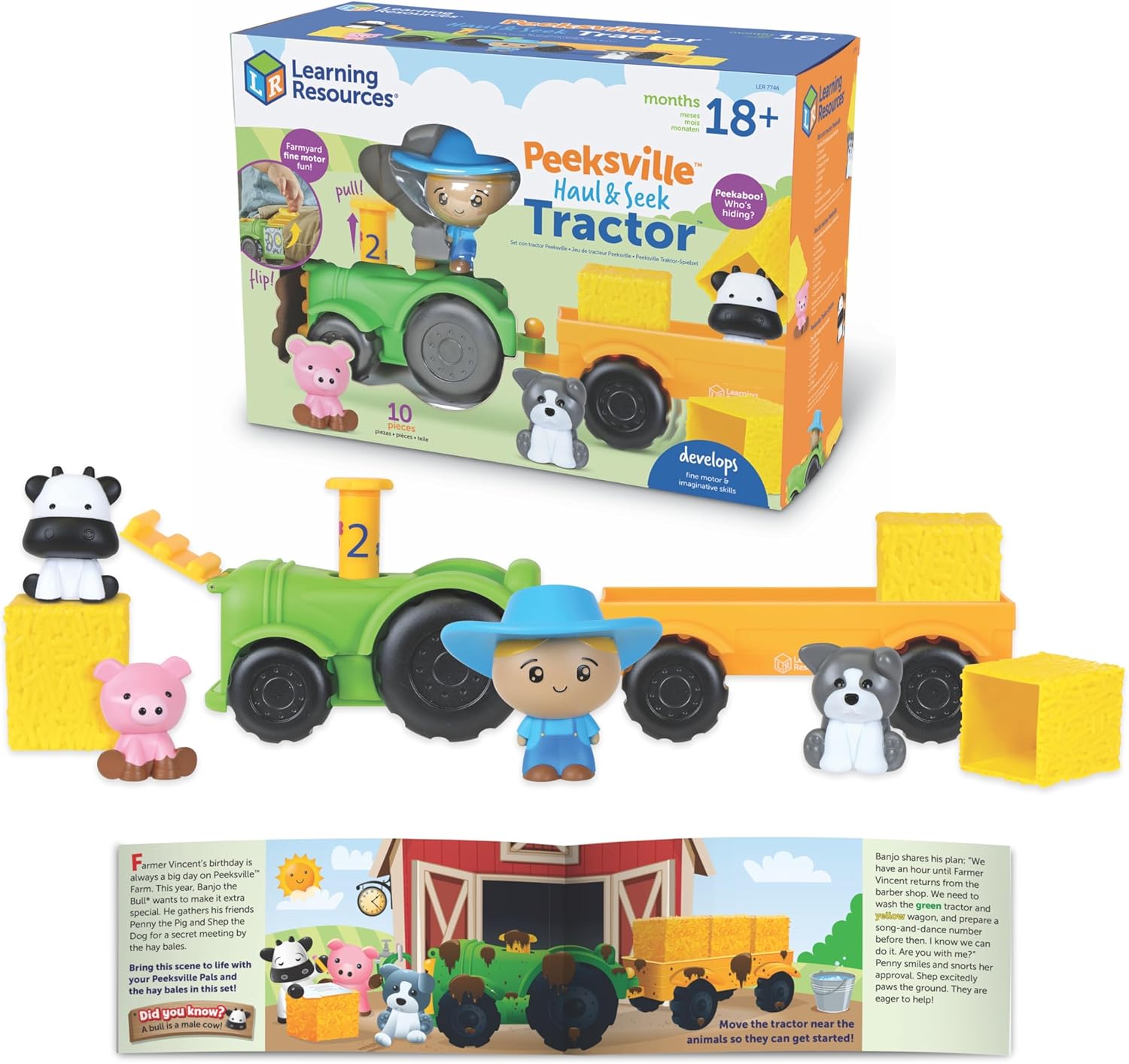 Learning Resources Tracteur Peeksville jouet éducatif 18 mois+