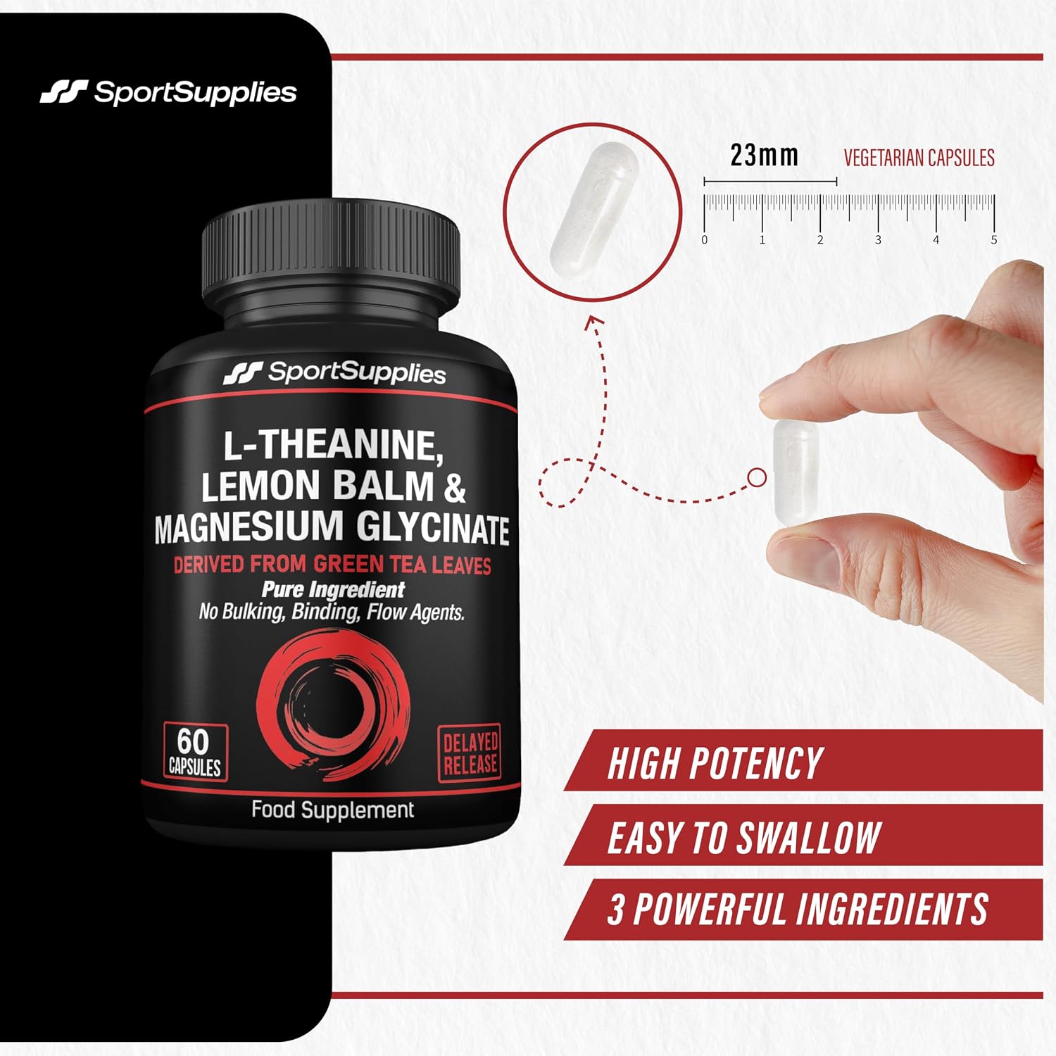 Detalle de L-Theanine Green Tea Extract with Lemon Balm & Chelated Magnesium Glycinate — Sleep & Relaxation Support