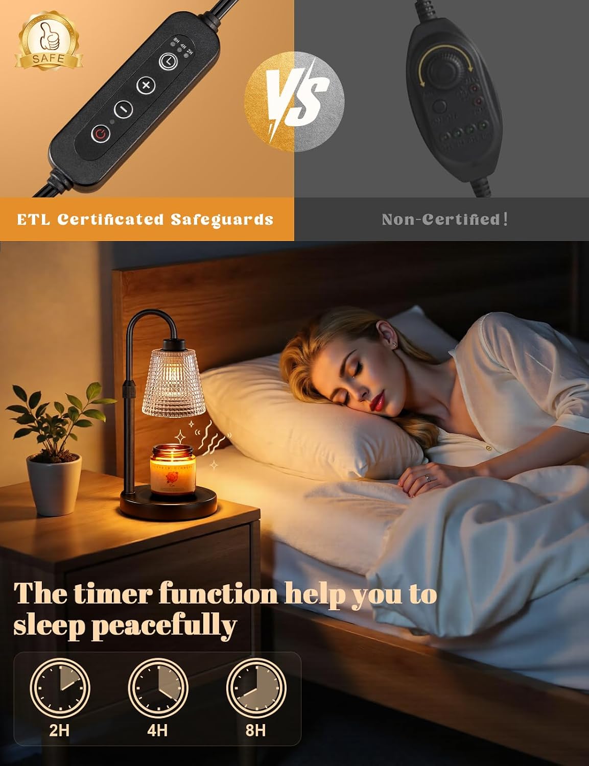 Detalle 2 de Innqoo Candle Warmer Lamp with Timer — Flame-Free, Dimable, Adjustable Wax Warmer