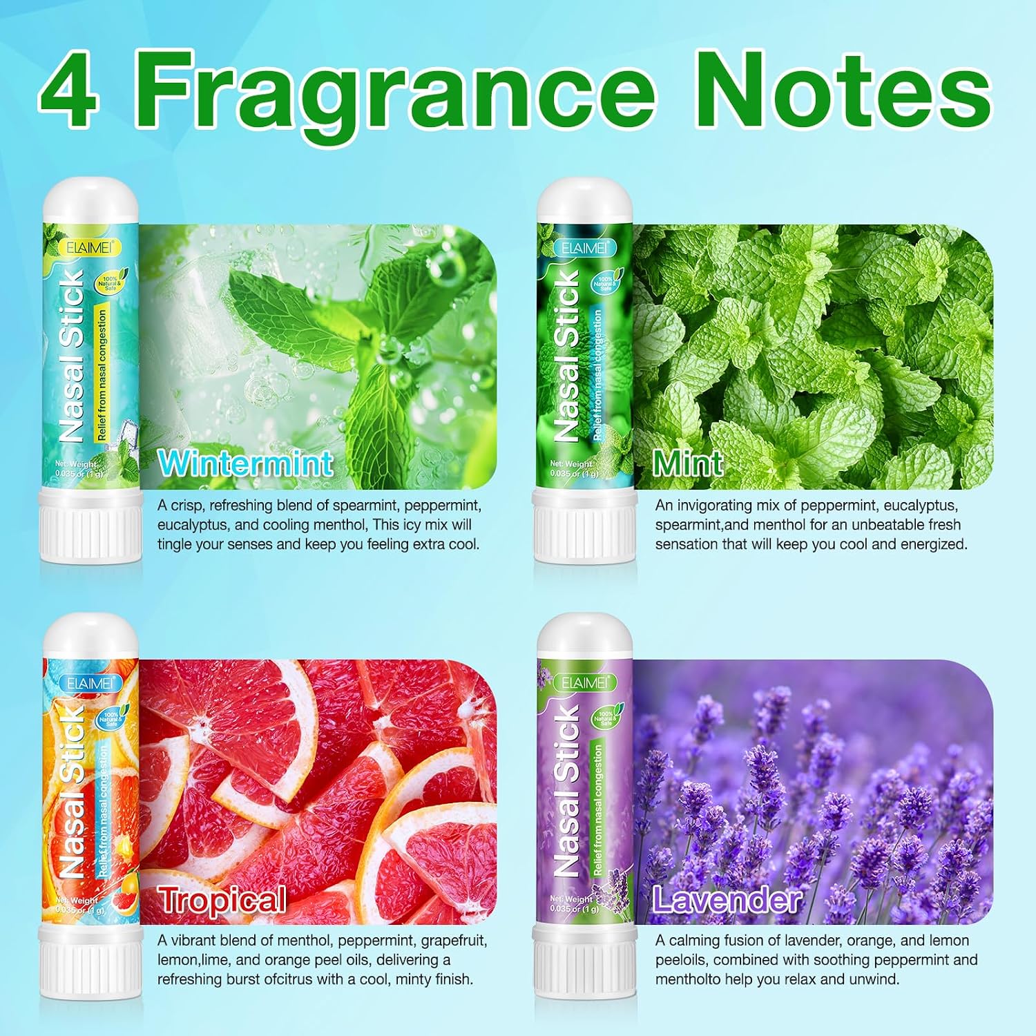 Detalle 2 de Nasal Stick Inhalierstift 4 Pack fürs freie Atmen