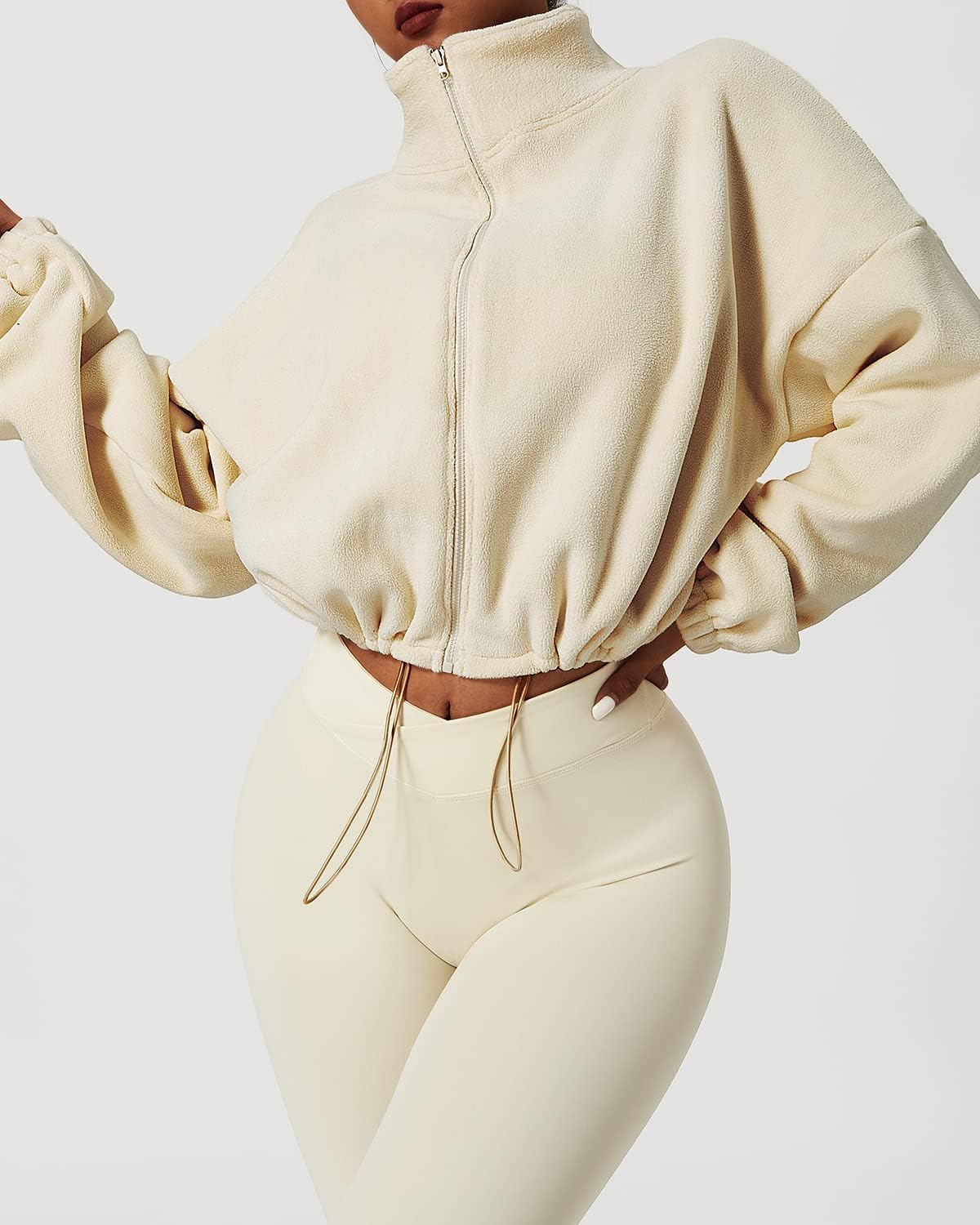 Thumbnail 4 de QINSEN Women's Sherpa Crop Zip Jacket ⧸ coat?