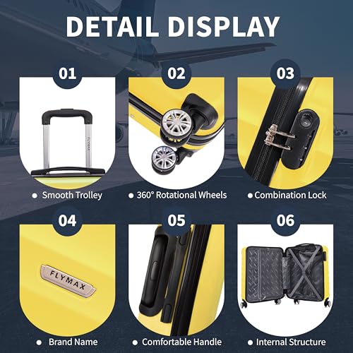 Detalle de FLYMAX 55x40x20 Ryanair Cabin Bag: Lightweight 40L Carry-On for Everyday Travel