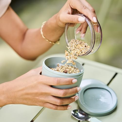 Detalle 2 de Mepal Müslibecher to go – zwei Behälter Lunchpot mit je eigenem Deckel, Nordic Blue