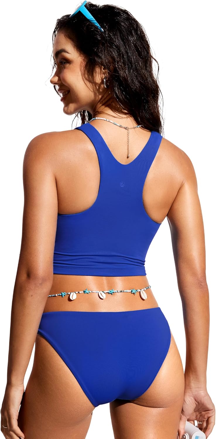 Detalle de CRZ YOGA Top Bikini da Donna con Schiena all'Amaricana e Imbottitura ad Asciugatura Rapida