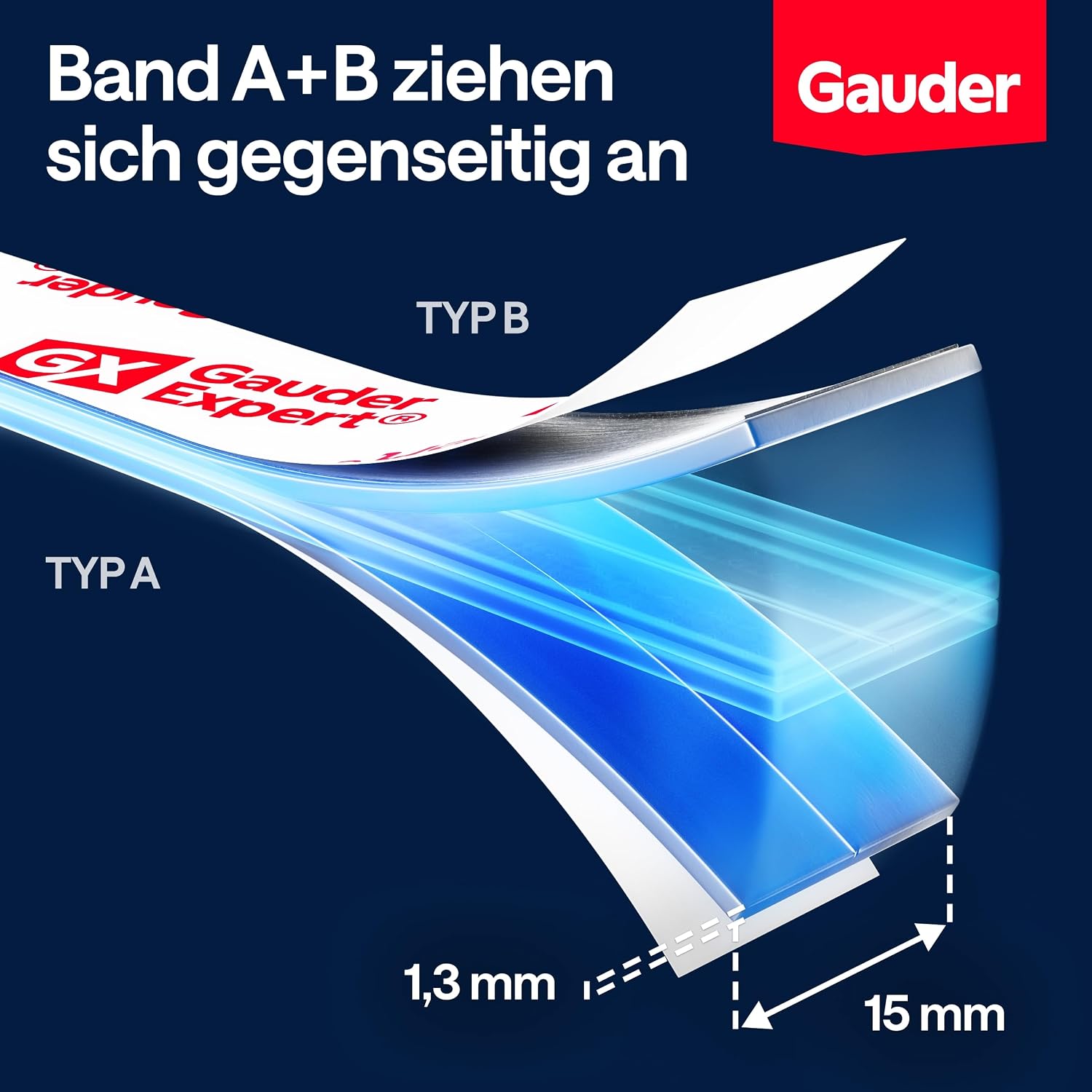 Detalle de GAUDER A+B Magnetband für Fliegengitter & Moskitonetze – selbstklebende Magnetstreifen (1+1 m)