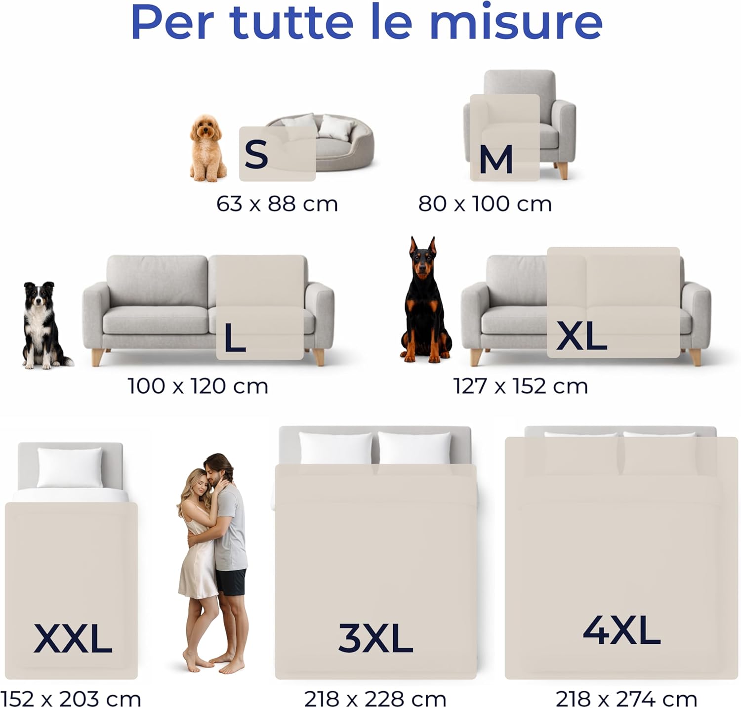 Thumbnail 4 de Dreamzie Coperta Impermeabile 127x152 cm reversibile e lavabile (beige) per letto, divano e animali