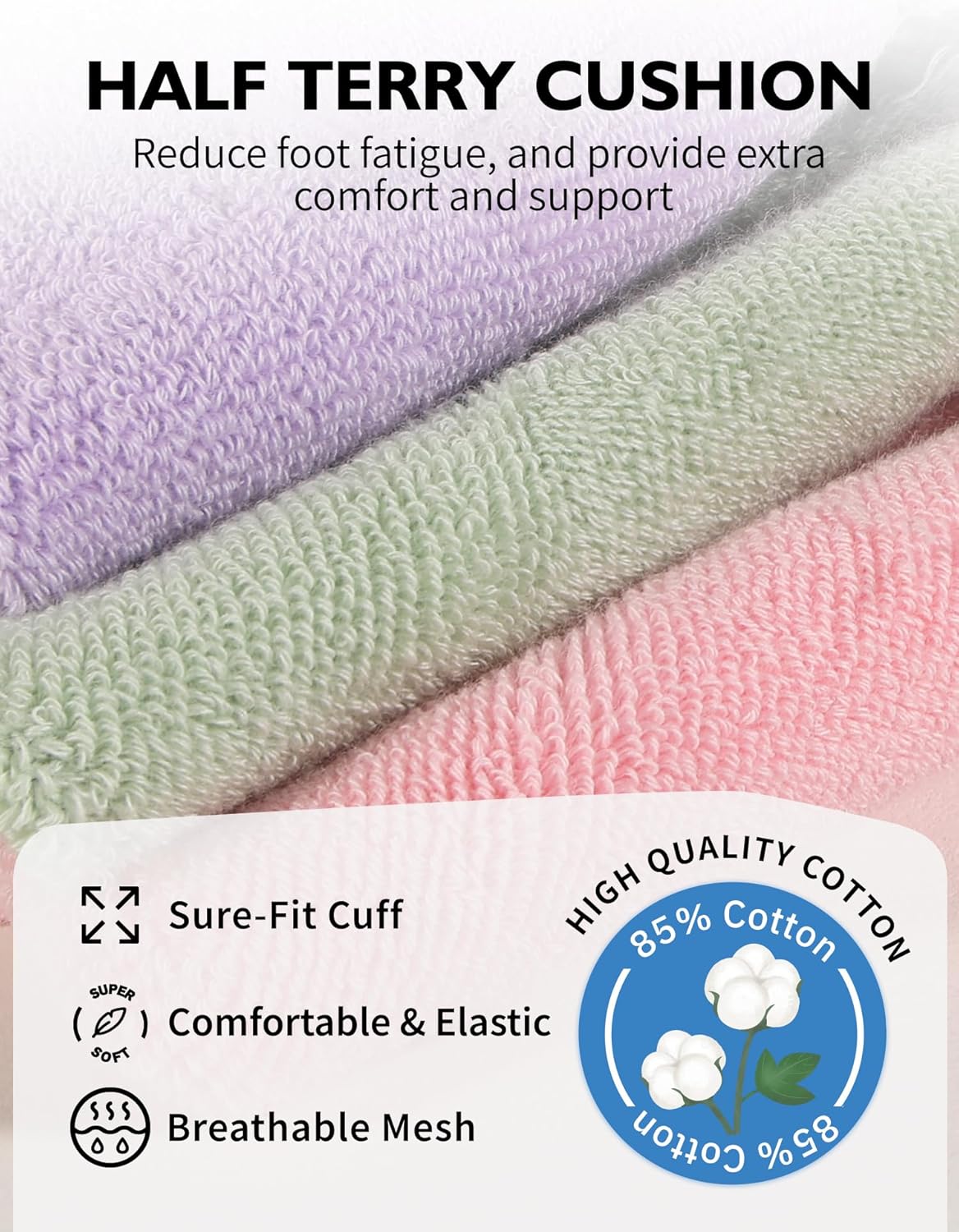 Thumbnail 4 de CLOSEMATE Calzini sportivi donna 6 paia in cotone con maglia traspirante e supporto arco