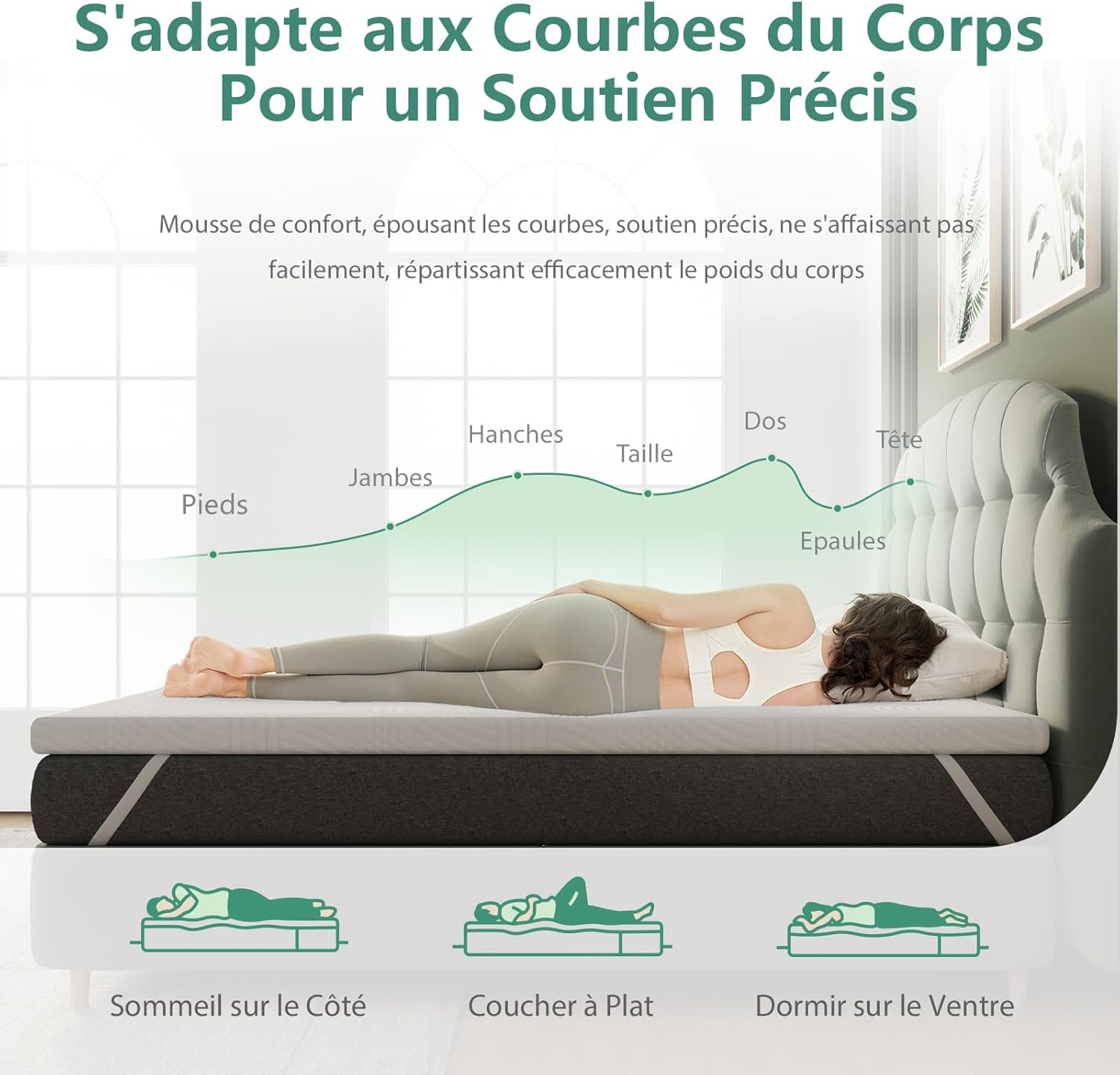 Thumbnail 3 de Novilla Surmatelas 135x190, 7.5 cm – Mousse de confort certifiée OEKO-TEX et CertiPUR-US