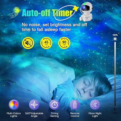 Detalle de MAZ-TEK Astronaut Galaxy Star Projector – 360° Nebula Lights with Remote, Timed Rotation