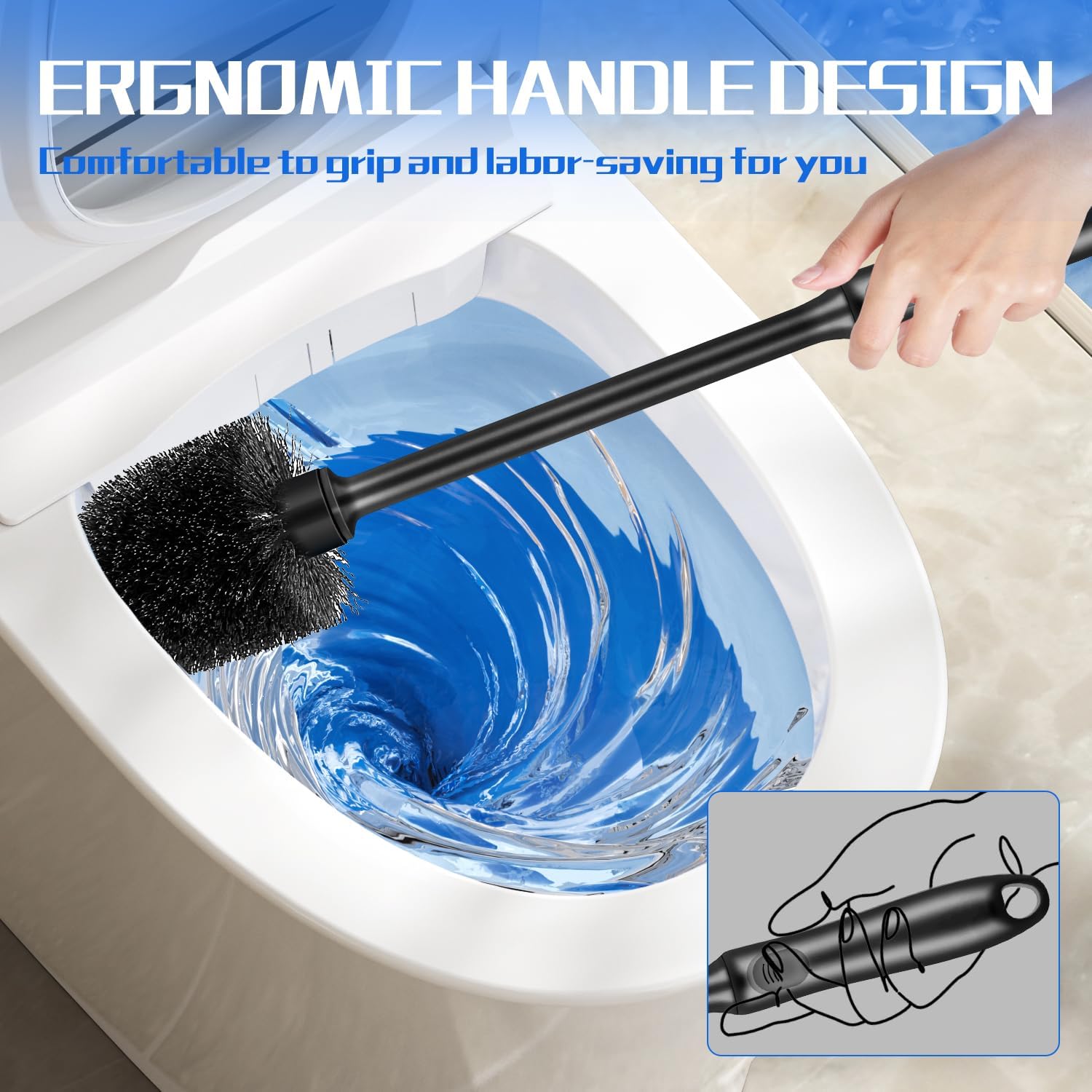 Detalle de AONEZ 2-Pack Long-Handle Toilet Brush and Holder Set