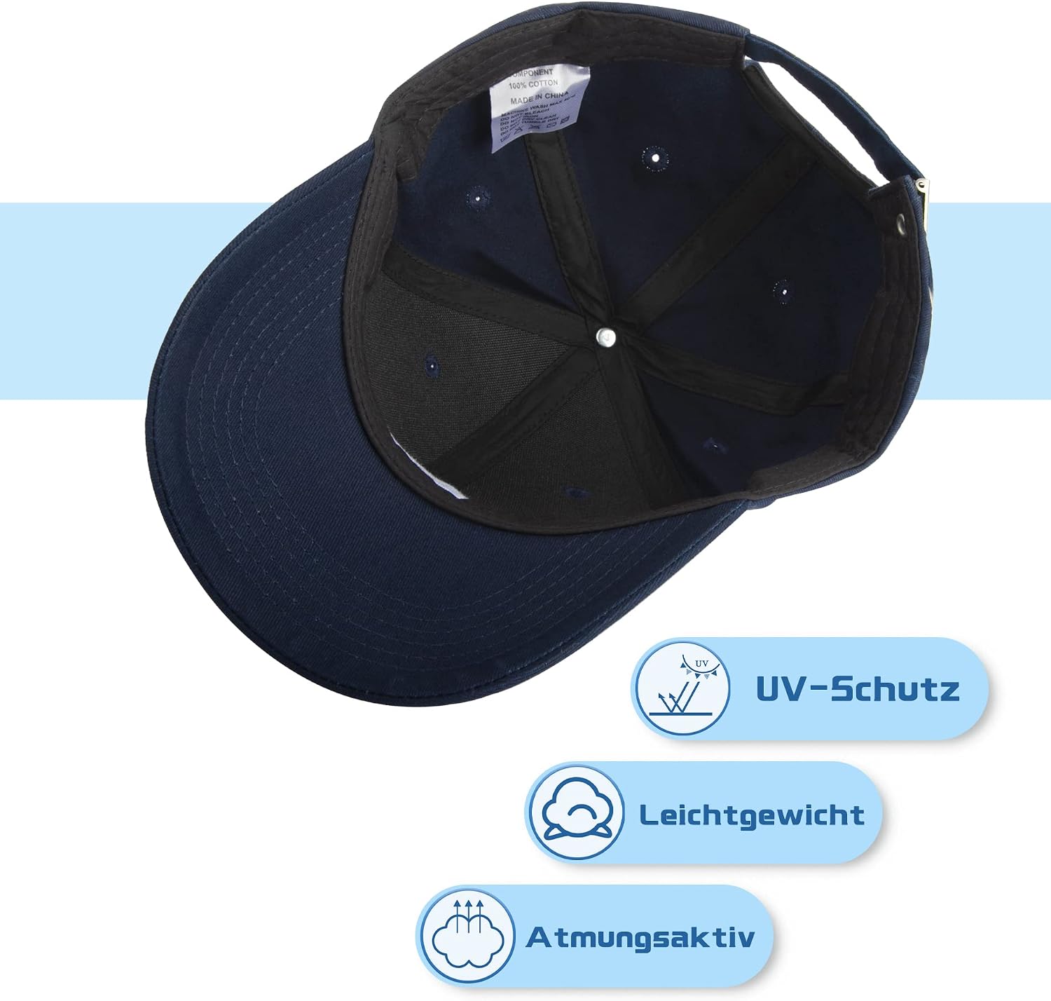 Detalle de Momoshe Cap: 100% Baumwolle Baseballkappe, verstellbar und atmungsaktiv – Uni-Größe (53–62 cm)