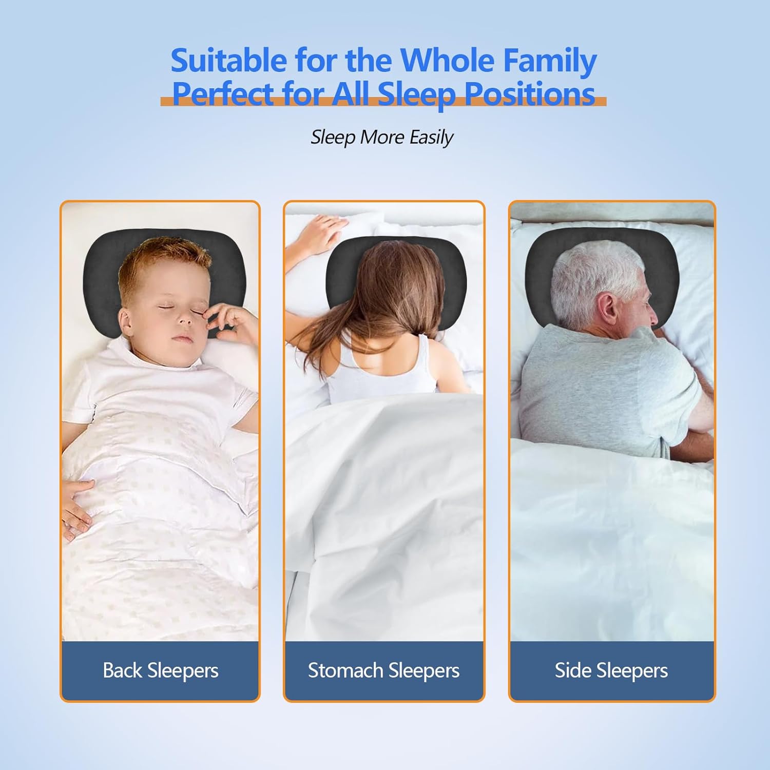 Detalle de Babyezz Ear Piercing Hole Pillows – Seitenschläferkissen mit Ohrenloch (Schwarz)
