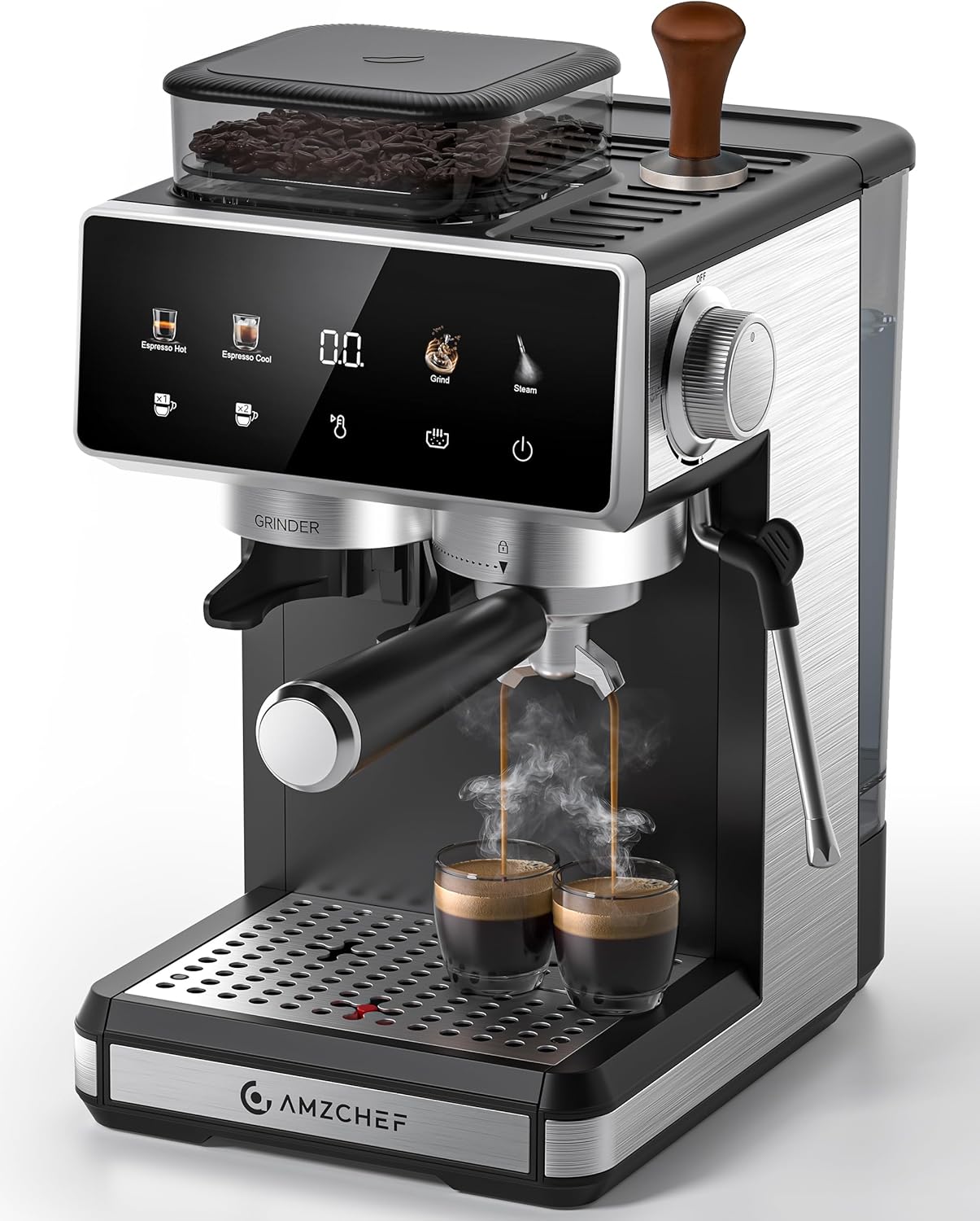 Detalle de AMZCHEF Bean to Cup Coffee Machine, 20 bar